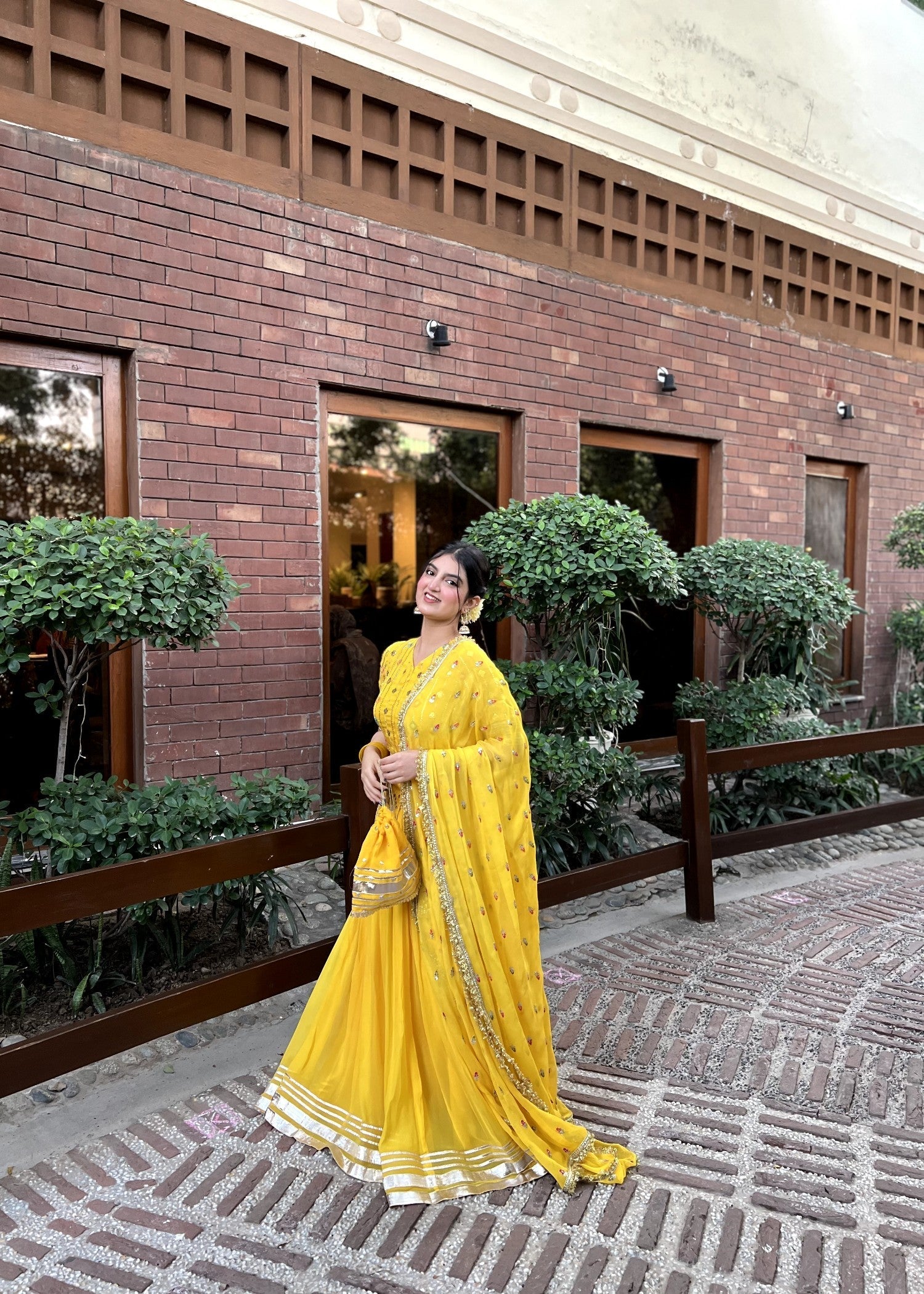 chiffon Lehenga in Yellow