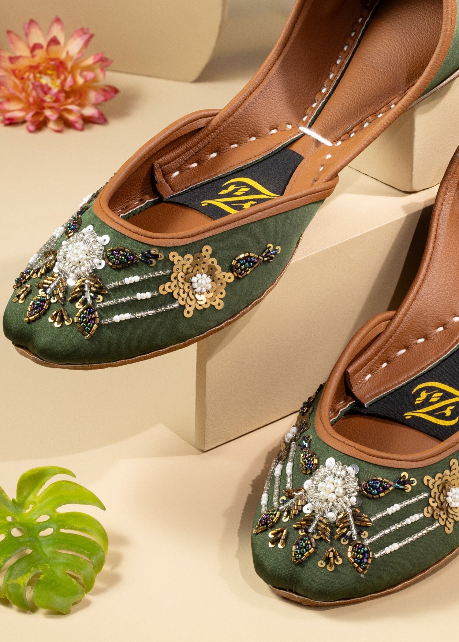 Khussa in Fern green by - High Quality Women Khussa UZT1035
