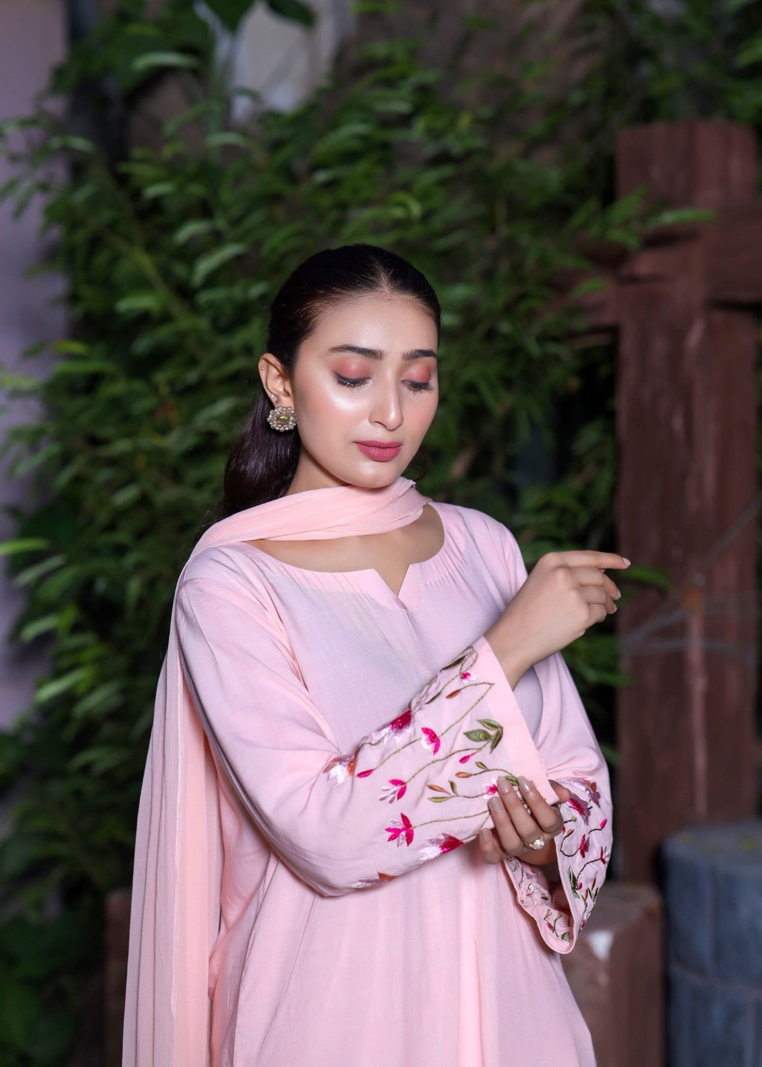 linen Kurta Set in Baby pink