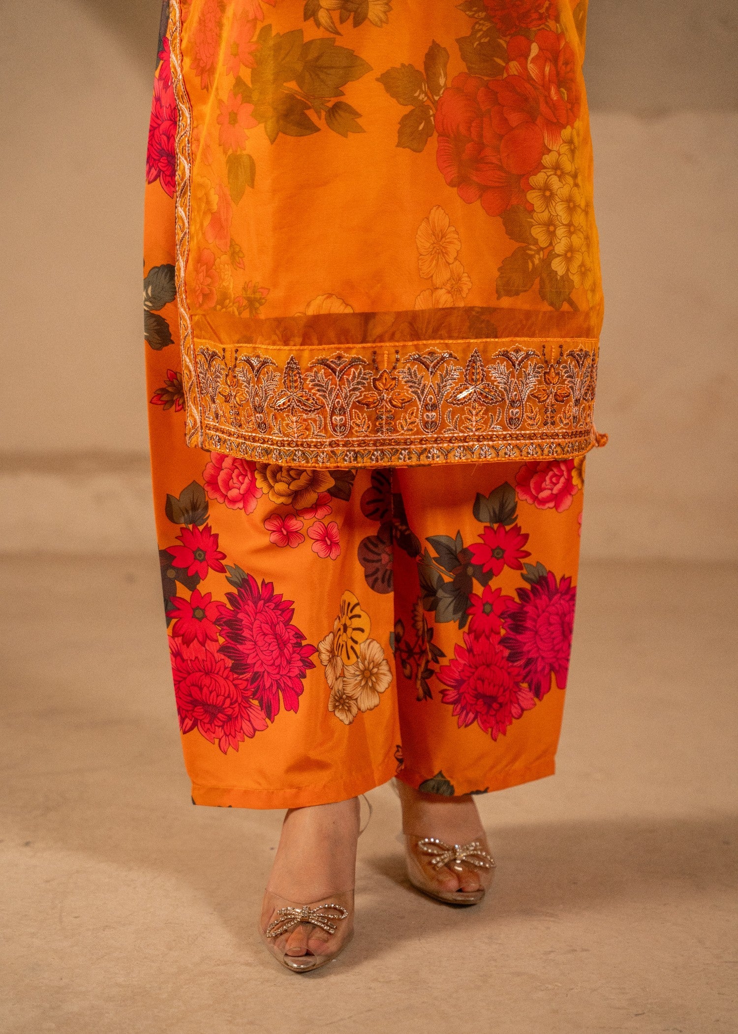 organza Kurta Set in Orange