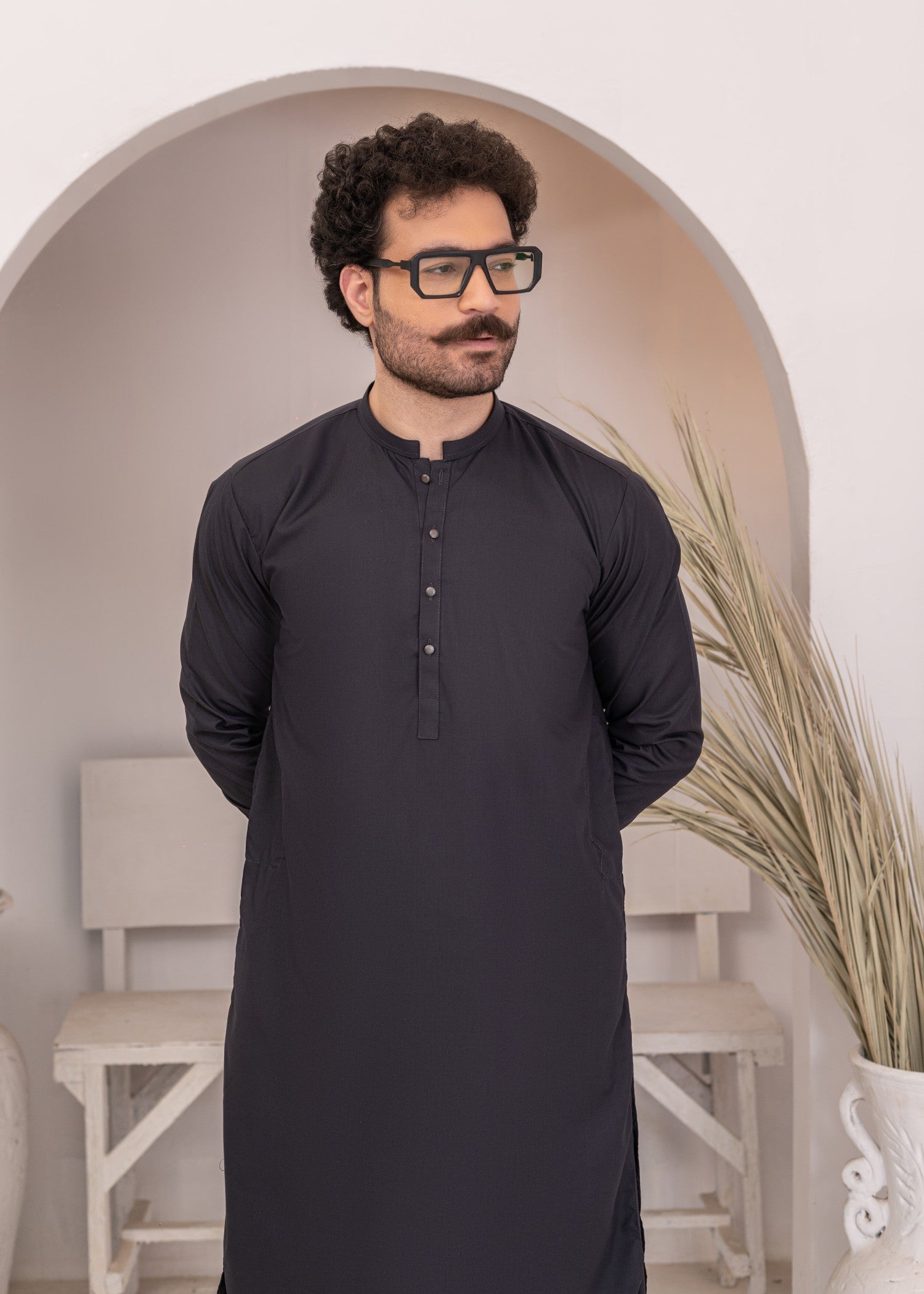 wash & wear Shalwar Kameez in Shadow by Hassan Jee Men