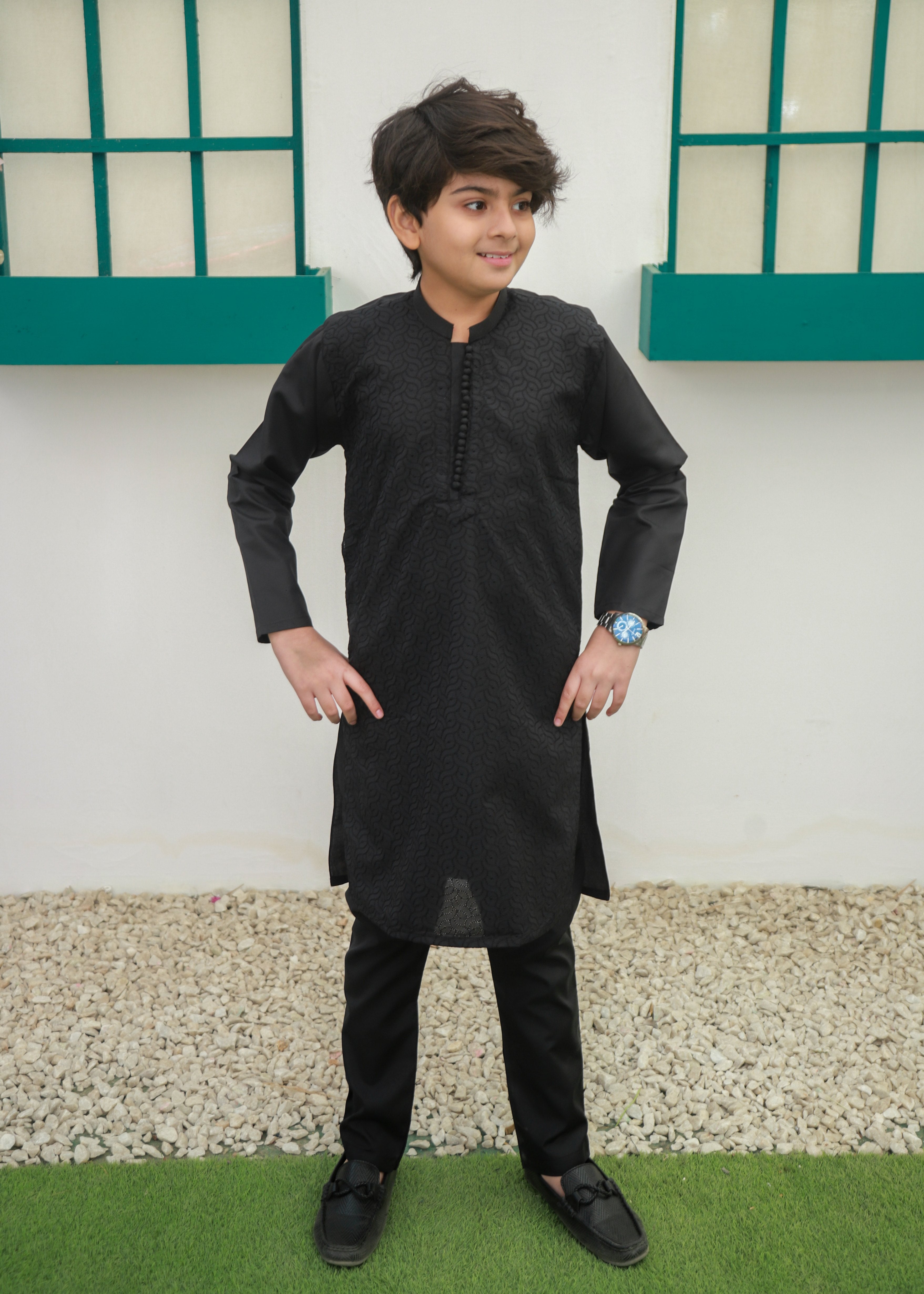 cotton Kurta Set in Onyx