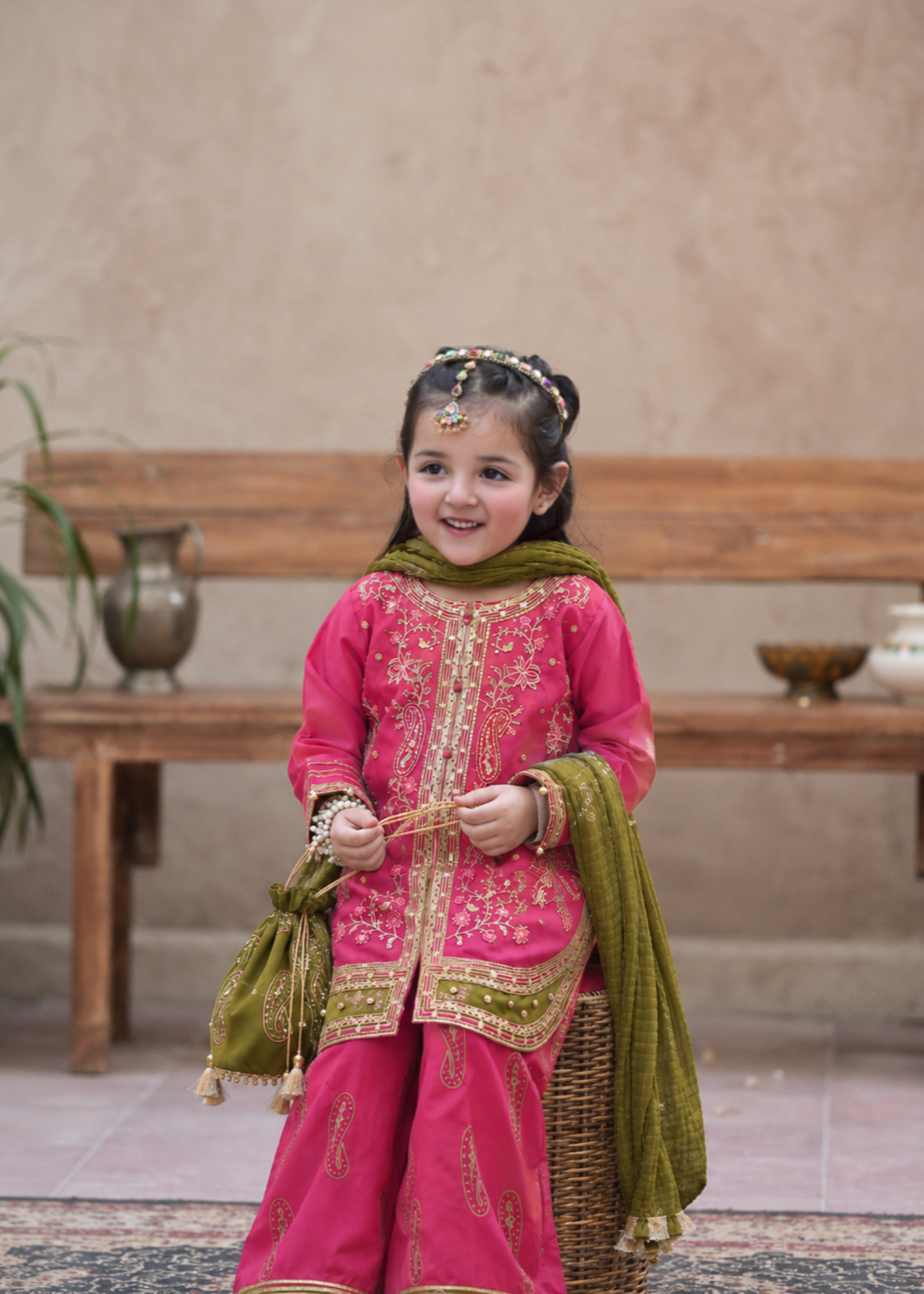 organza Kurta Set in Magenta haze