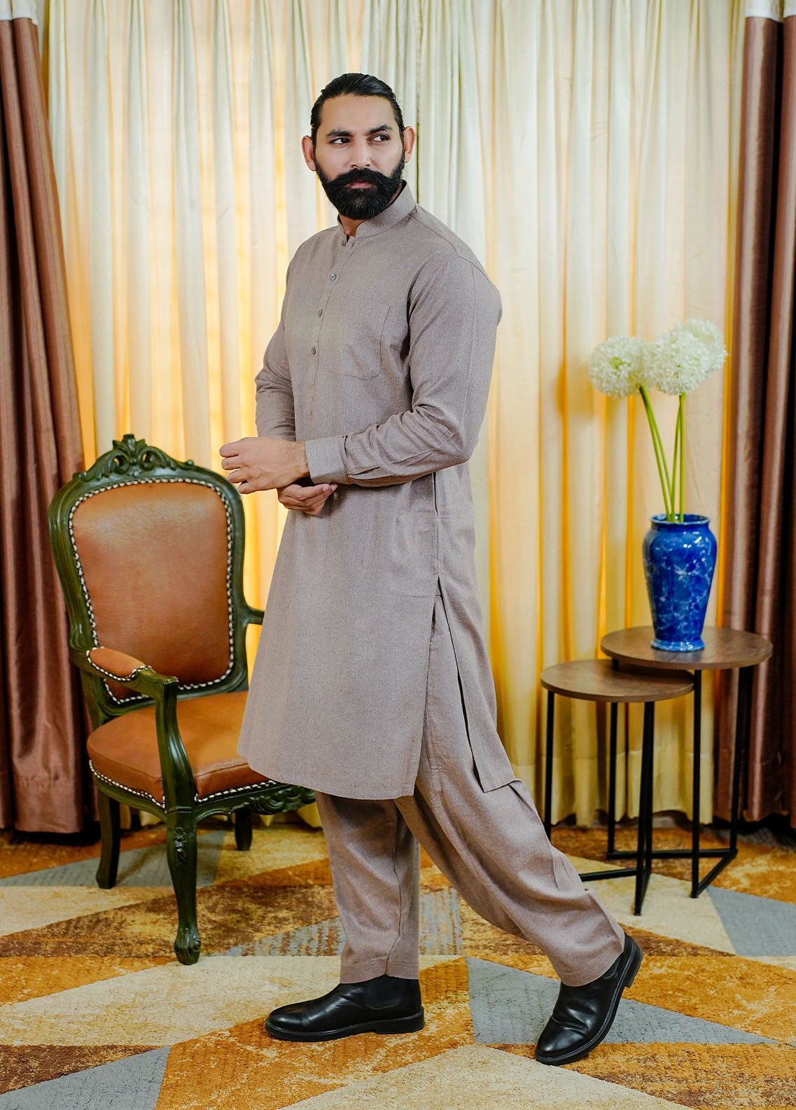 blended wool Shalwar Kameez in Lilac