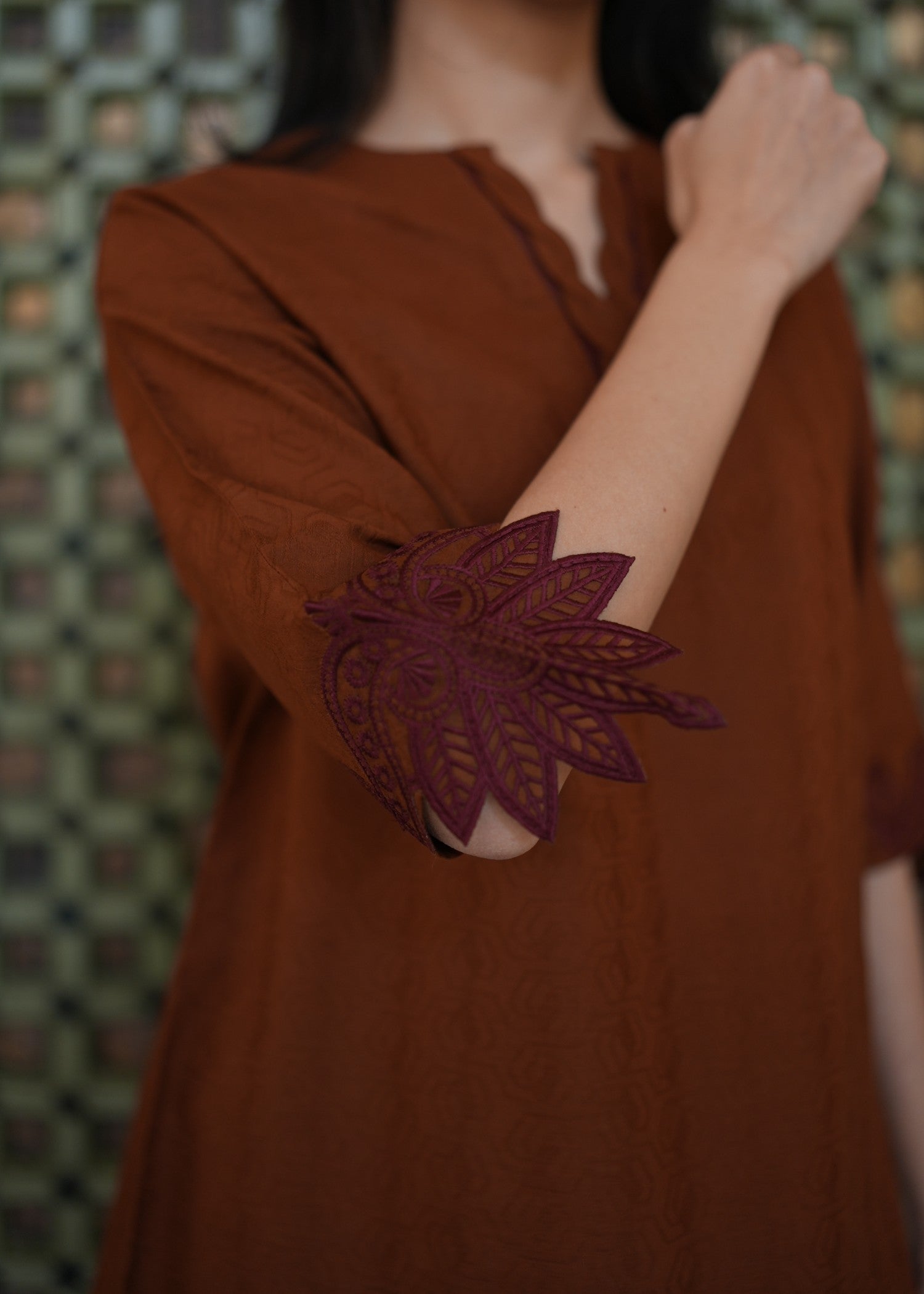 self jacquard Co Ord Sets in Brown