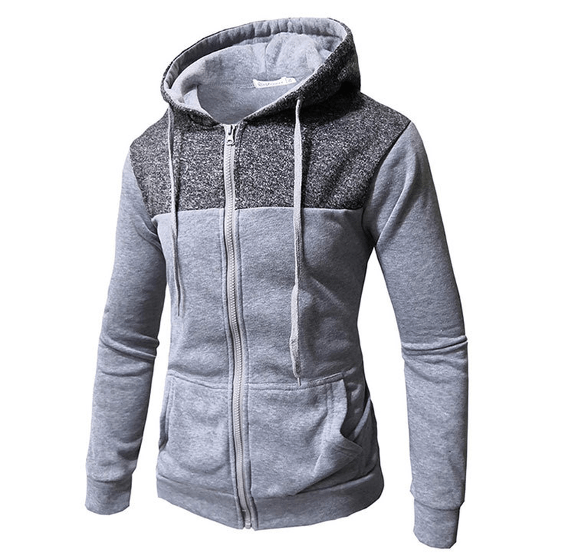 Hooded Color Block Casual Sweater Men'S Jacket Cardigan