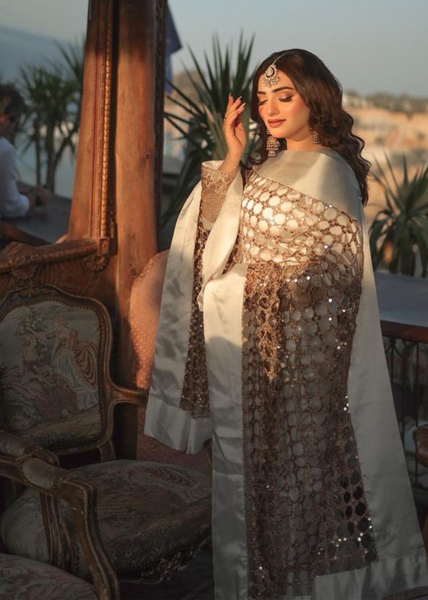silk charmeuse Sharara in Ivory