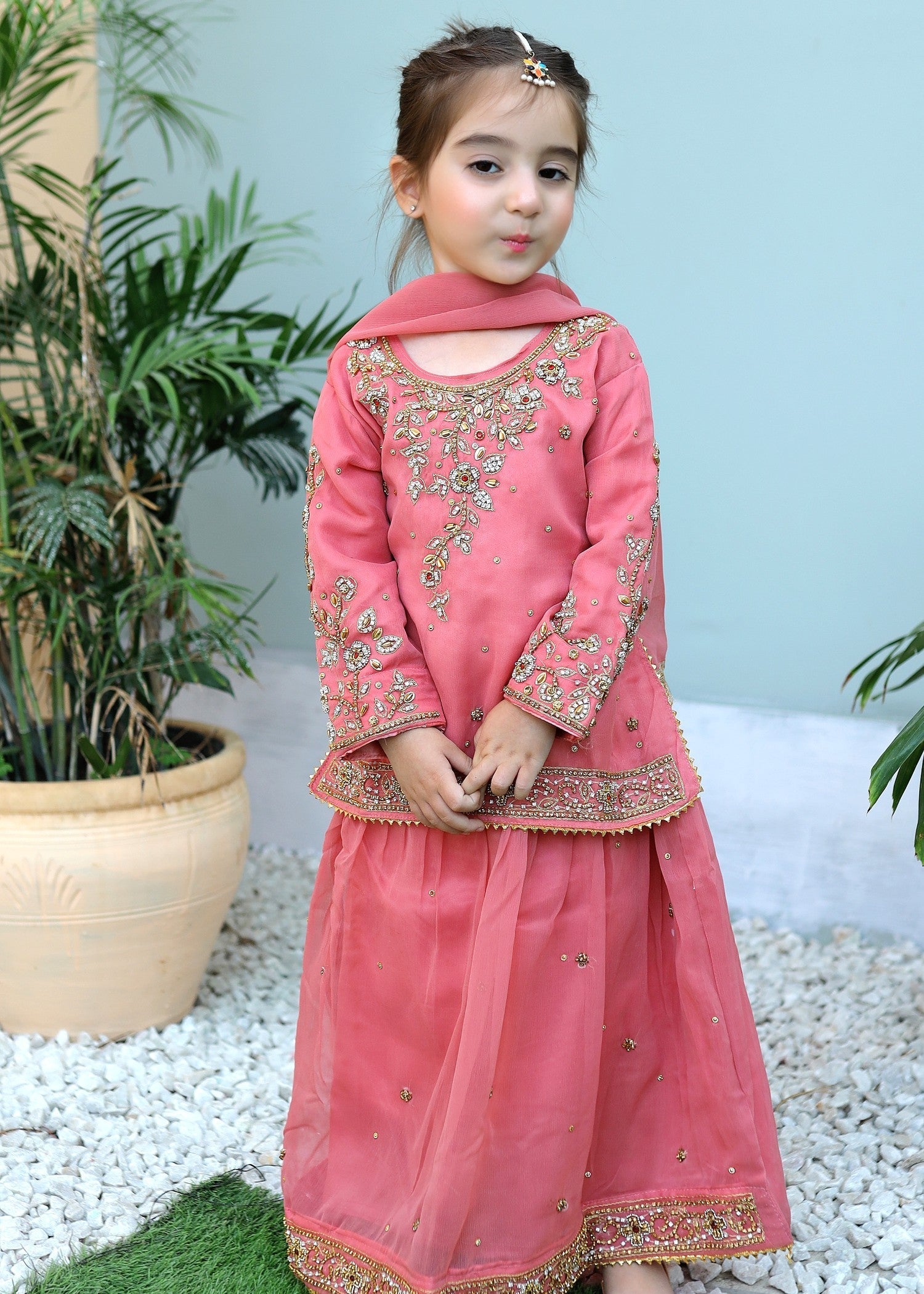 chiffon Lehenga in Cotton candy pink