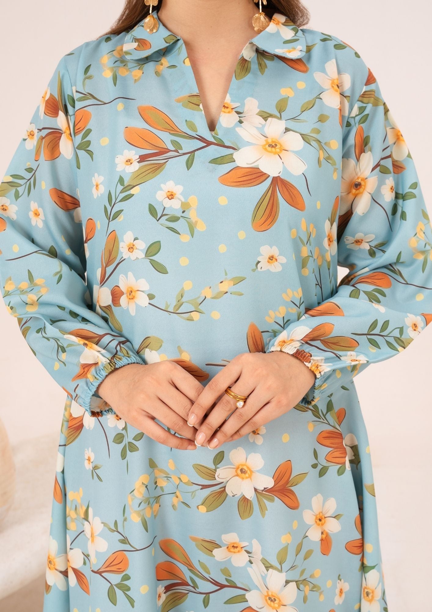 swiss cotton Pishwas in Ice blue