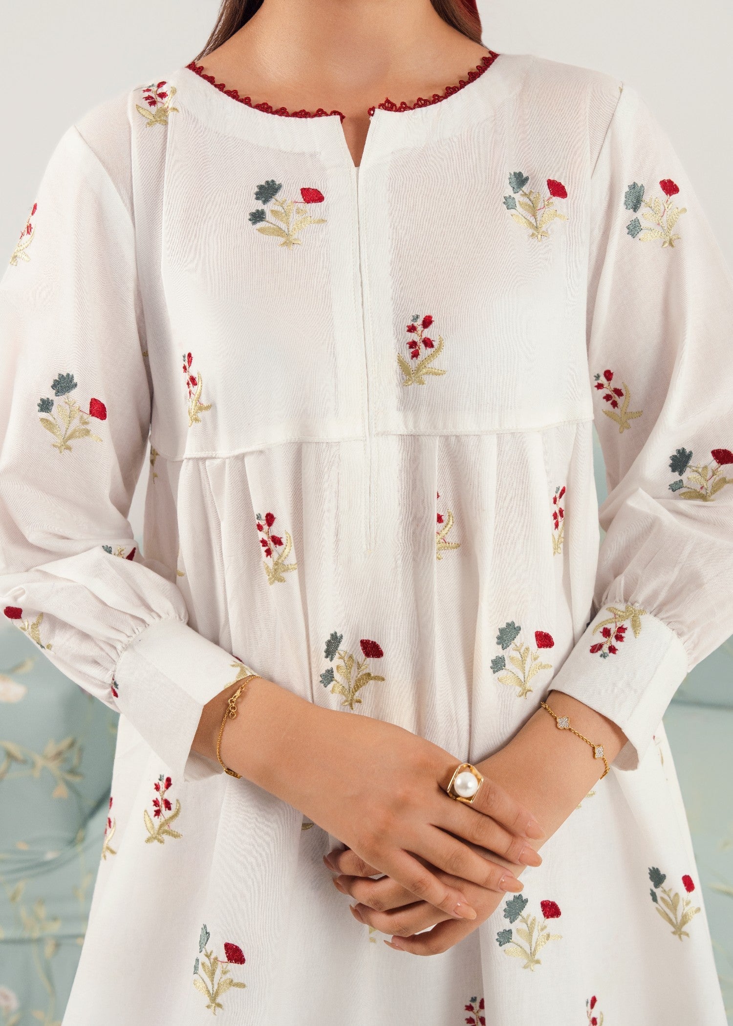 cotton Short Frock in White