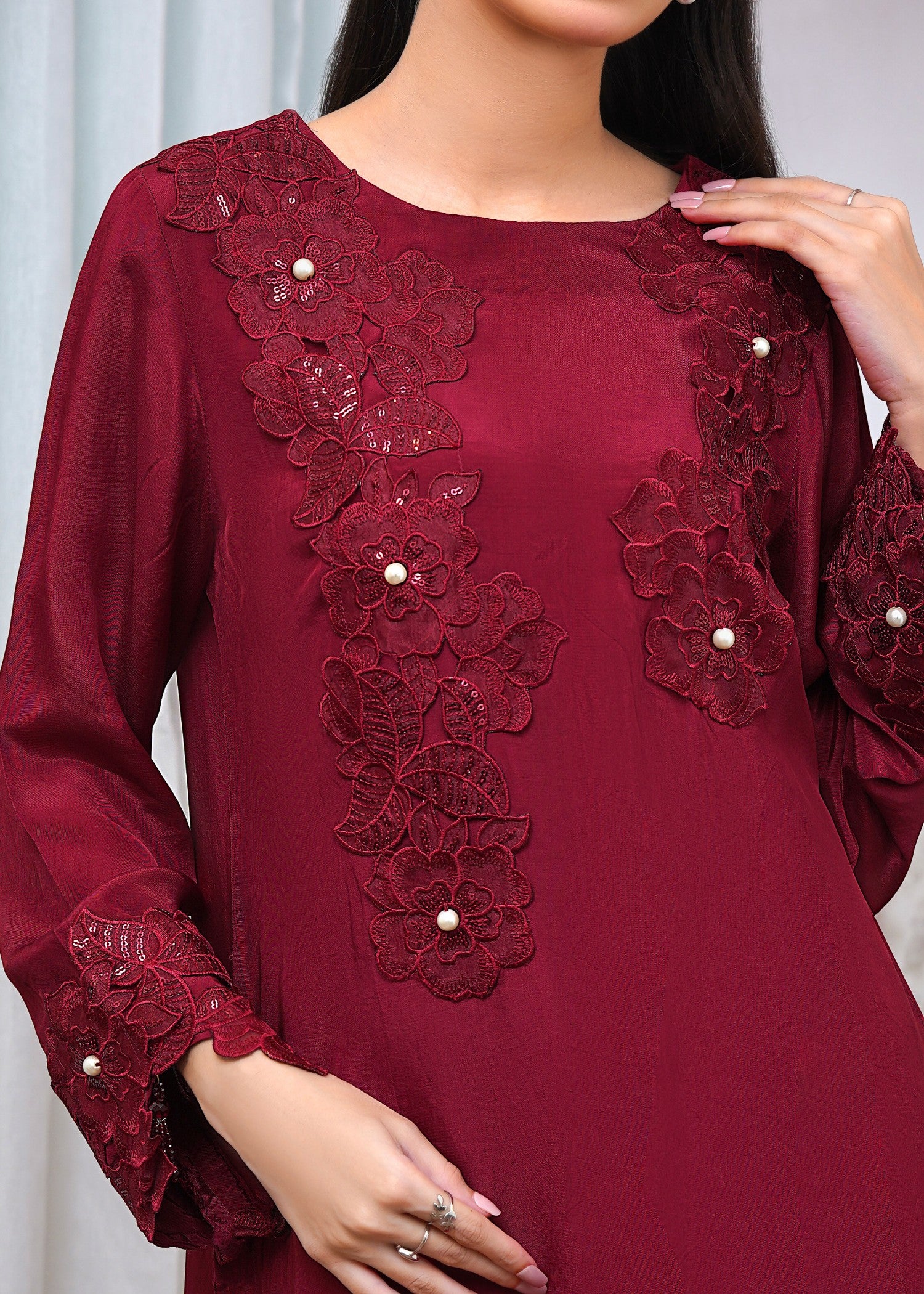 silk Kurta Set in Maroon