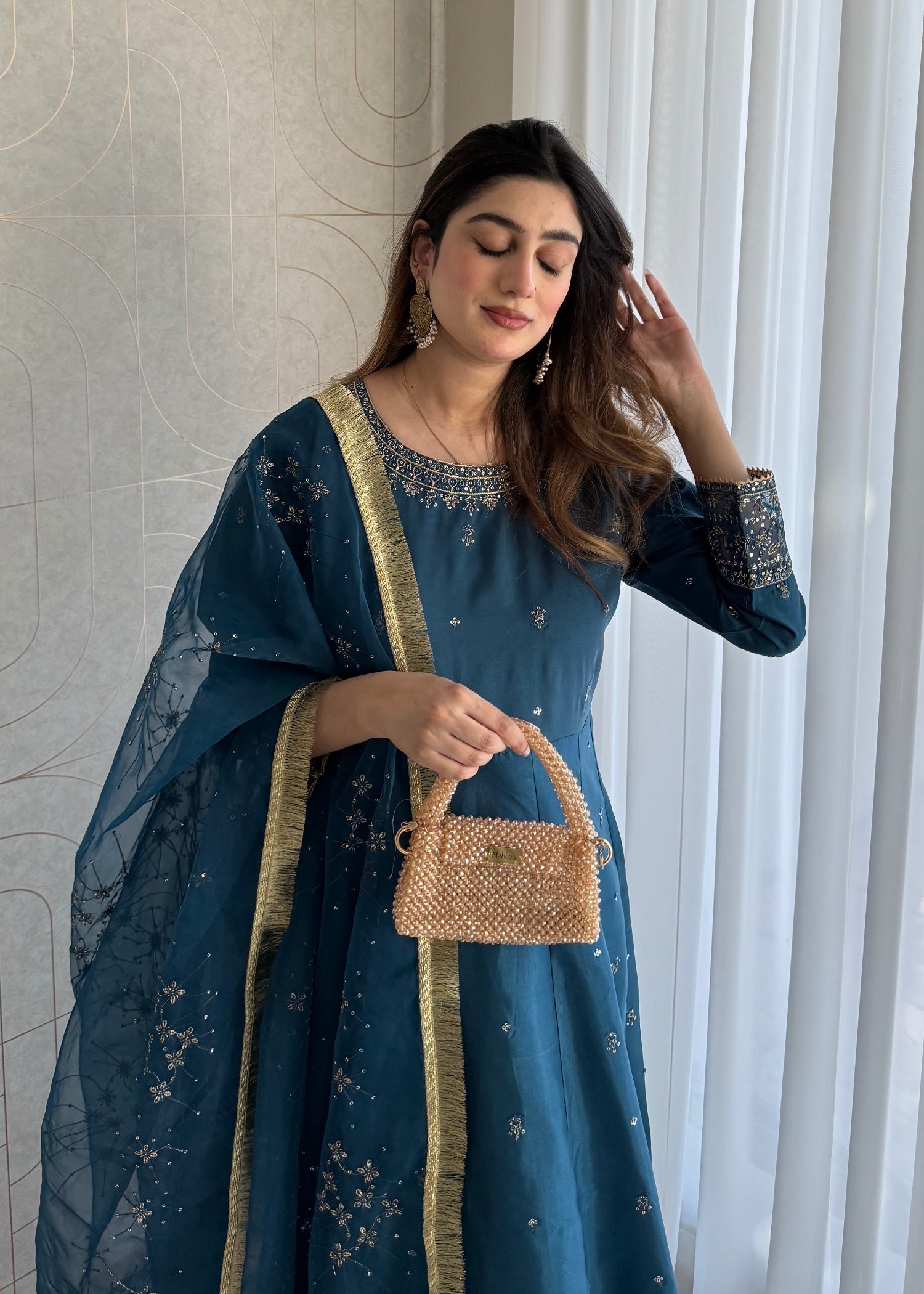 kattan silk Maxi in Teal