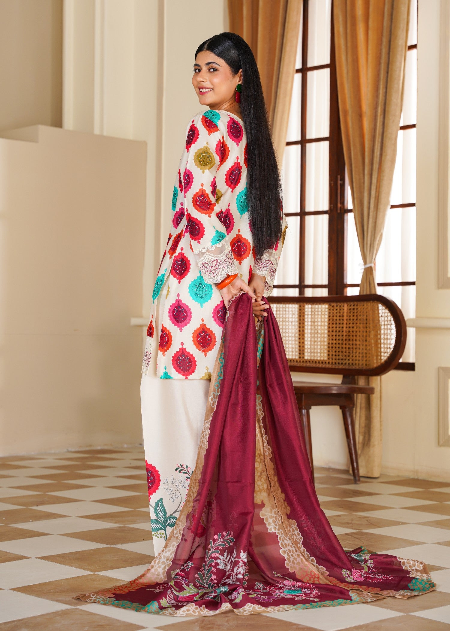 lawn Kurta Set in Champagne