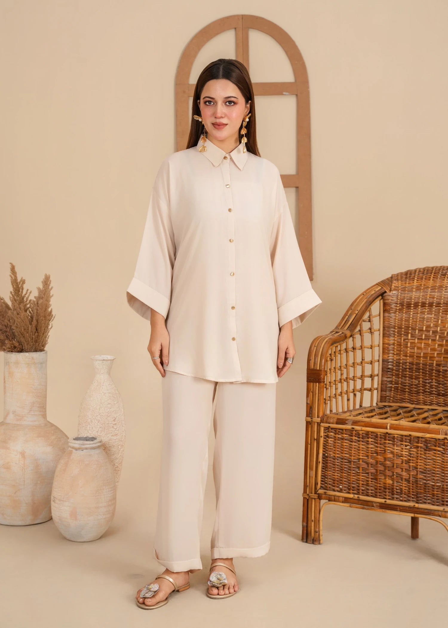 georgette Co ord Sets in Off-white