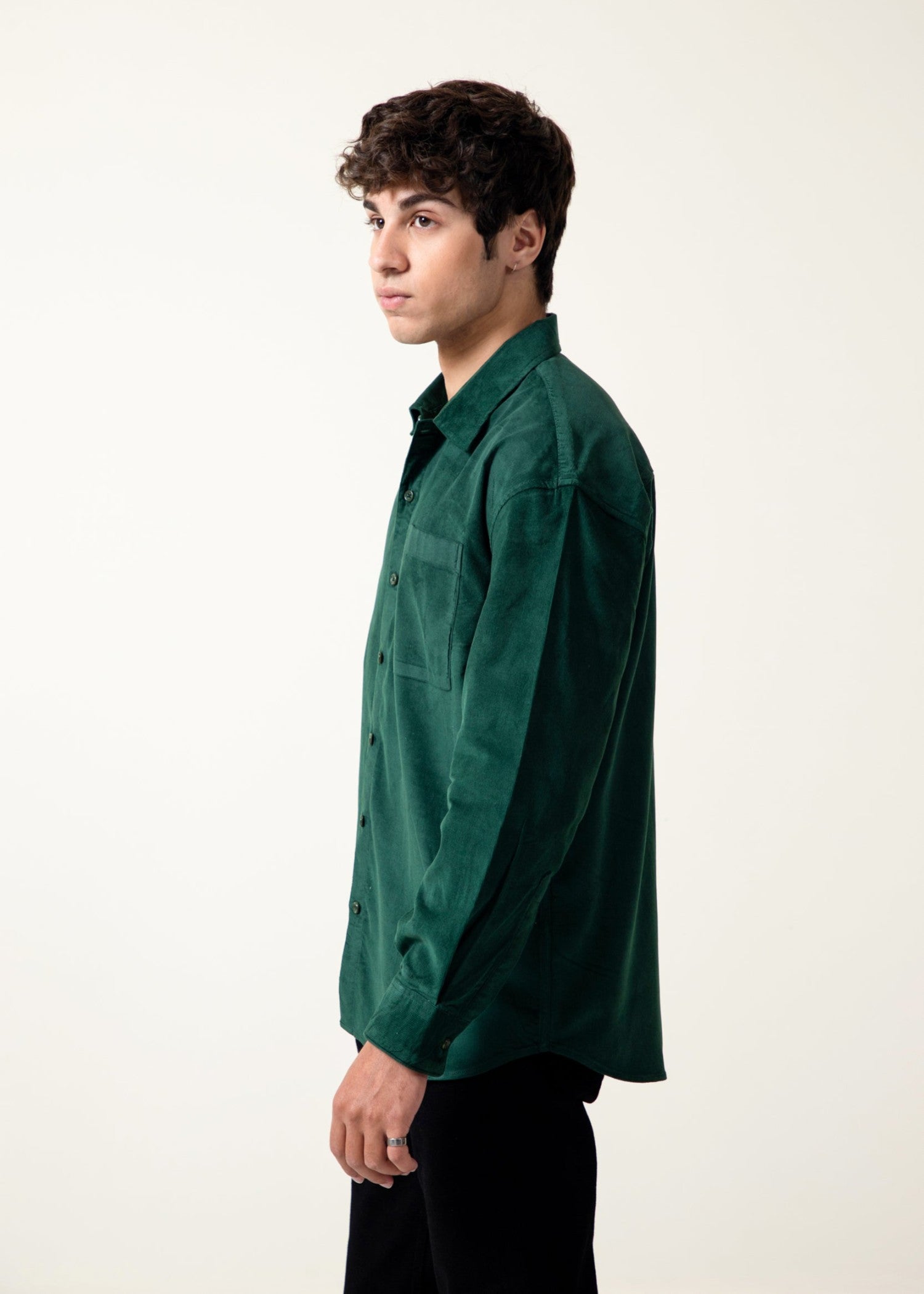 corduroy Casual Shirt in Emerald green