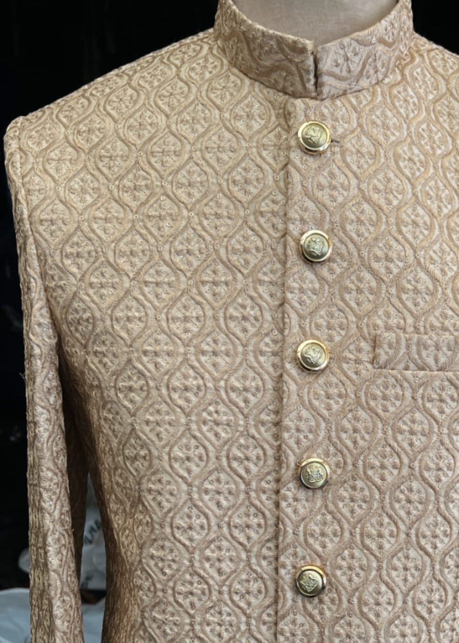 silk Sherwani in Gold