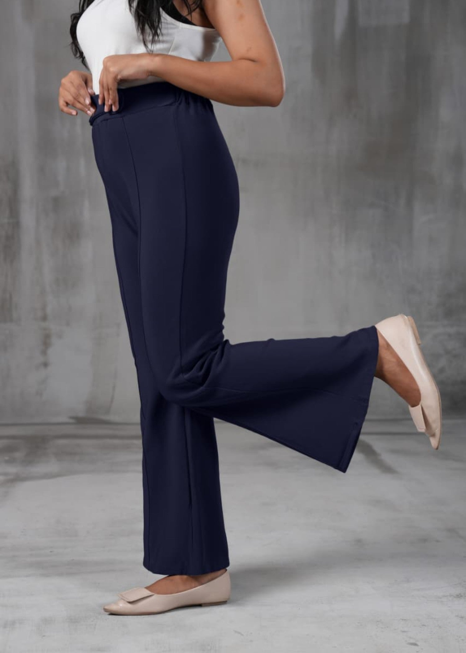 polyester Trousers in Navy blue
