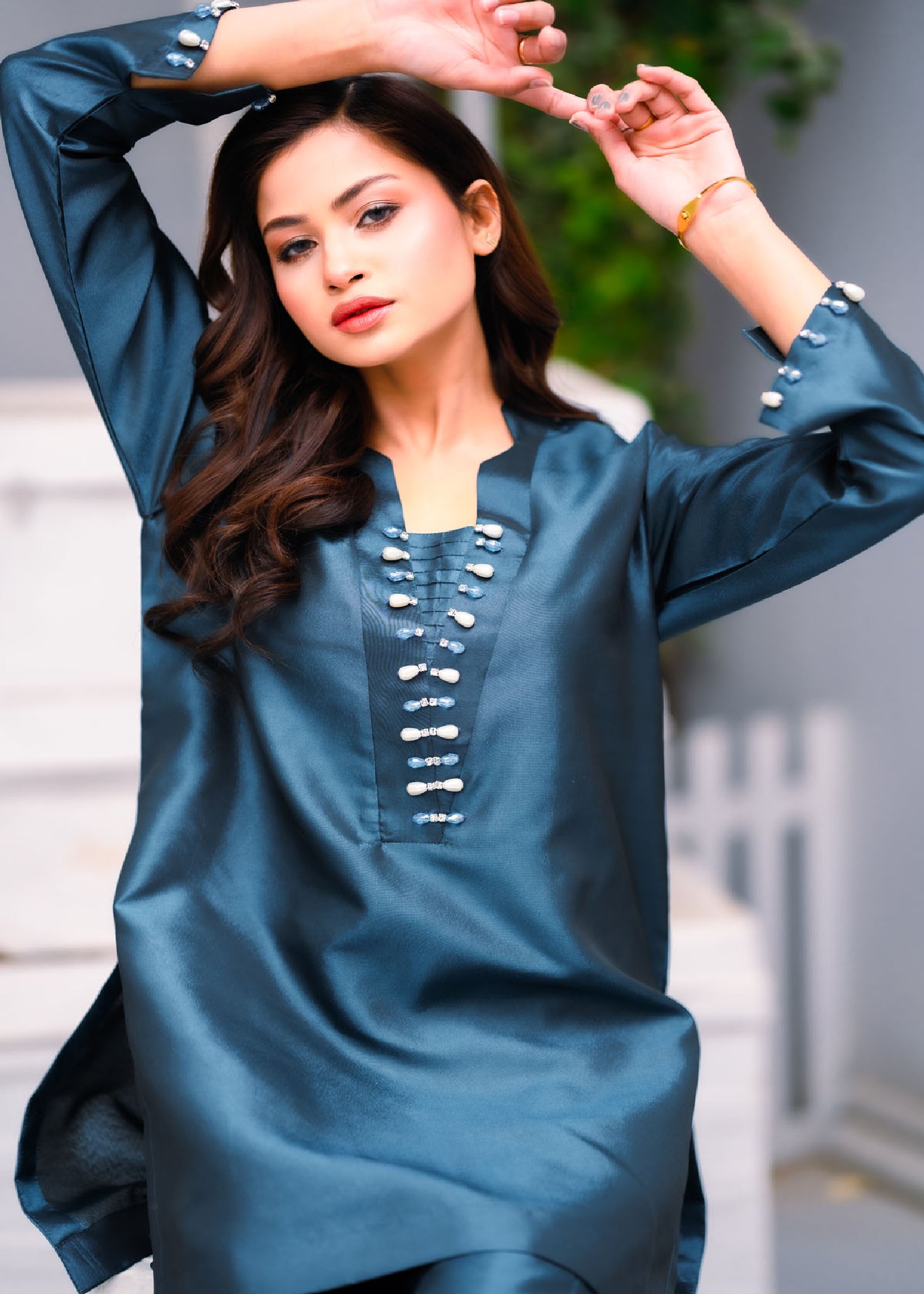 kattan silk Co Ord Sets in Sapphire blue