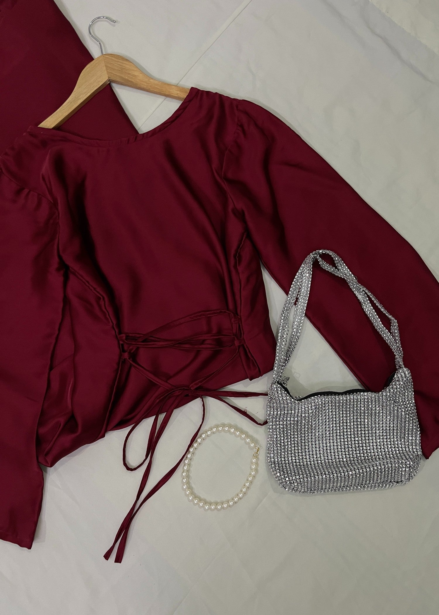 silk Dress in Maroon