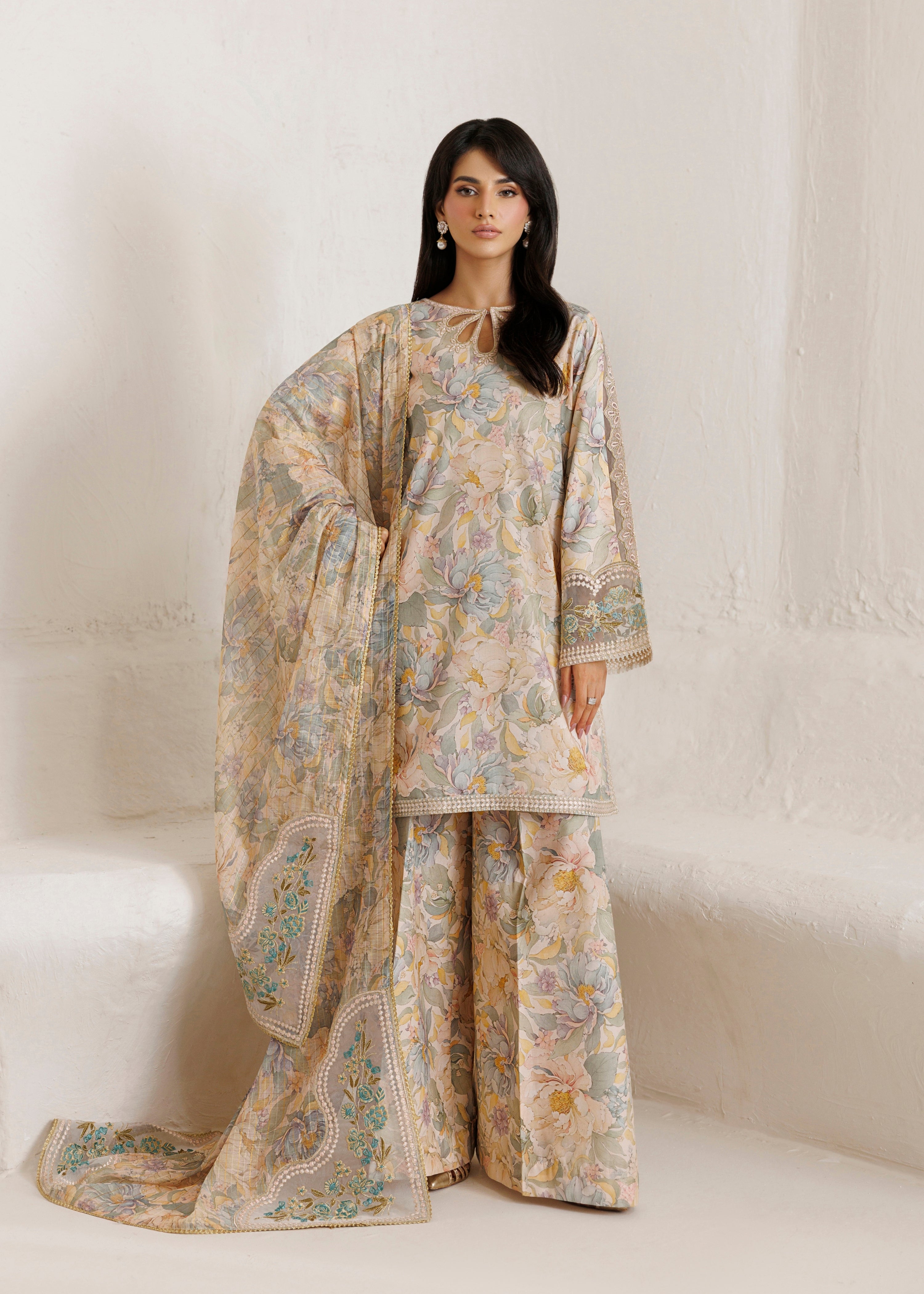 cotton Kurta Set in Multi