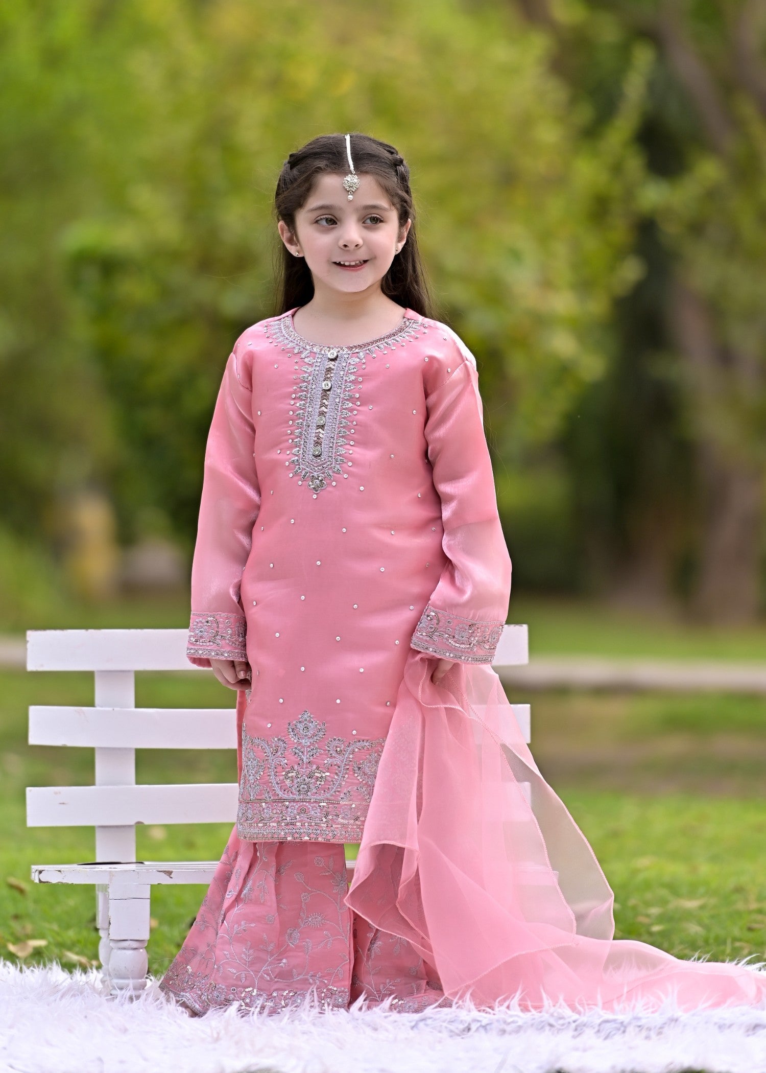 silk Gharara in Pink