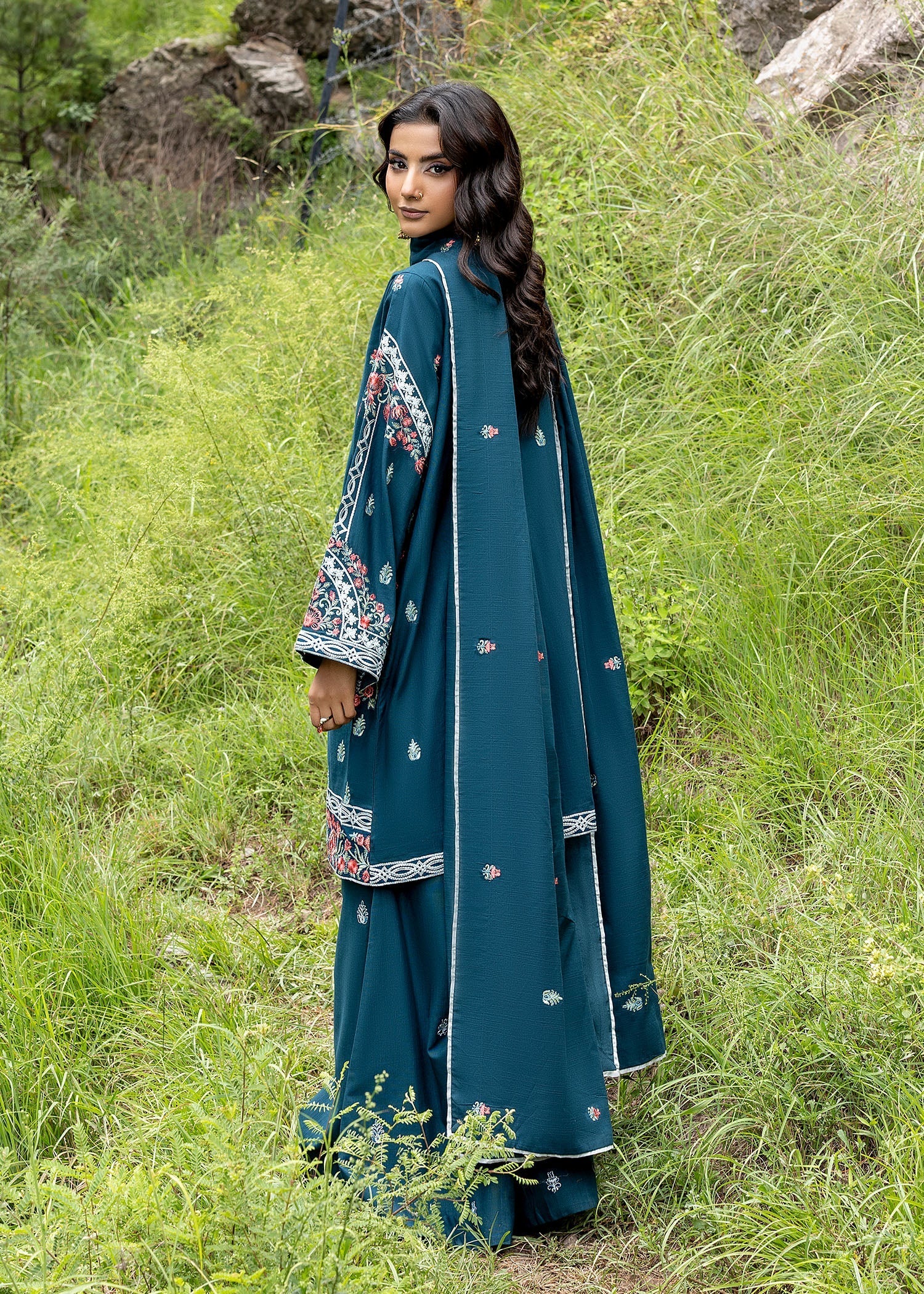 khaddar Jacket in Teal