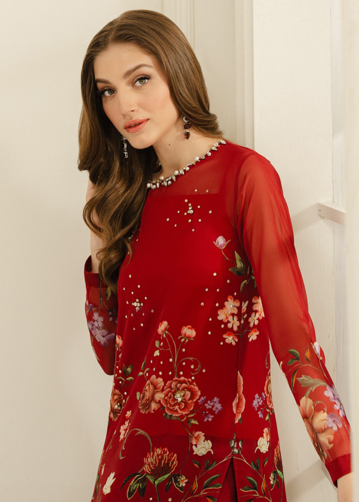 georgette chiffon Kurti in Red
