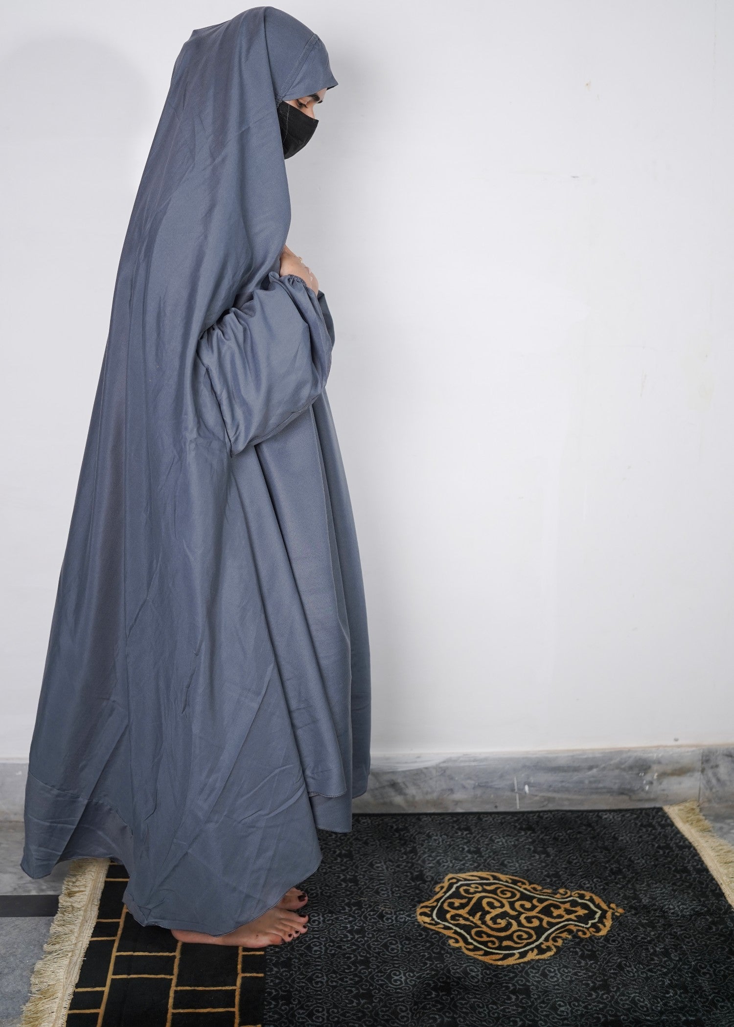 cotton linen Chaddar in Grey