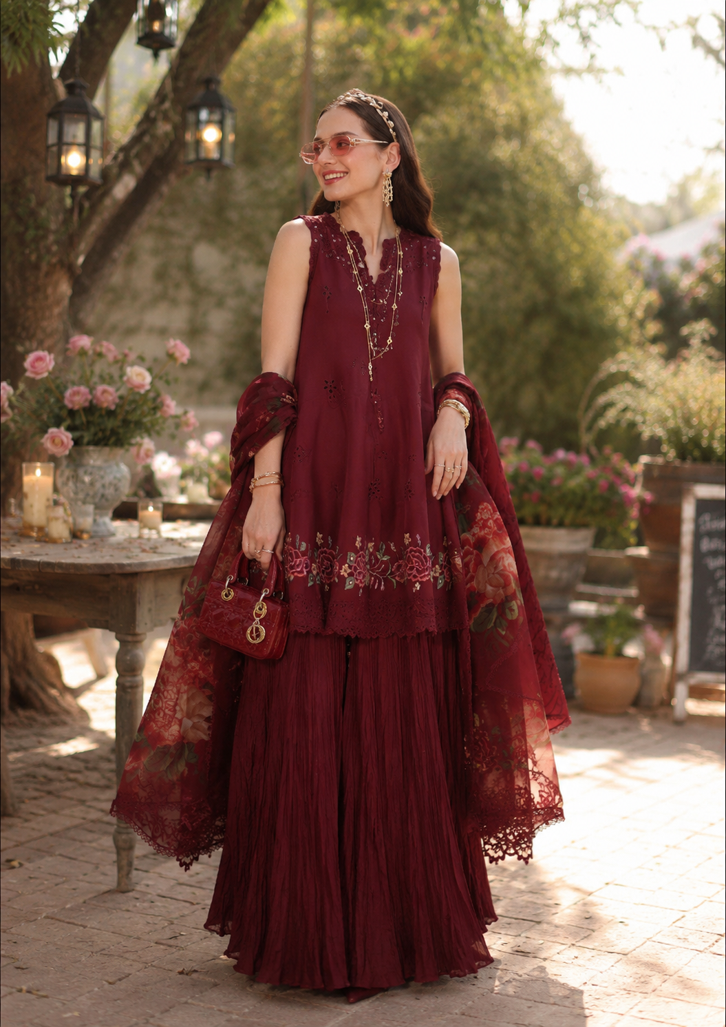 Noor Eid Printskhas Lawn – D14 – Ruby Royale