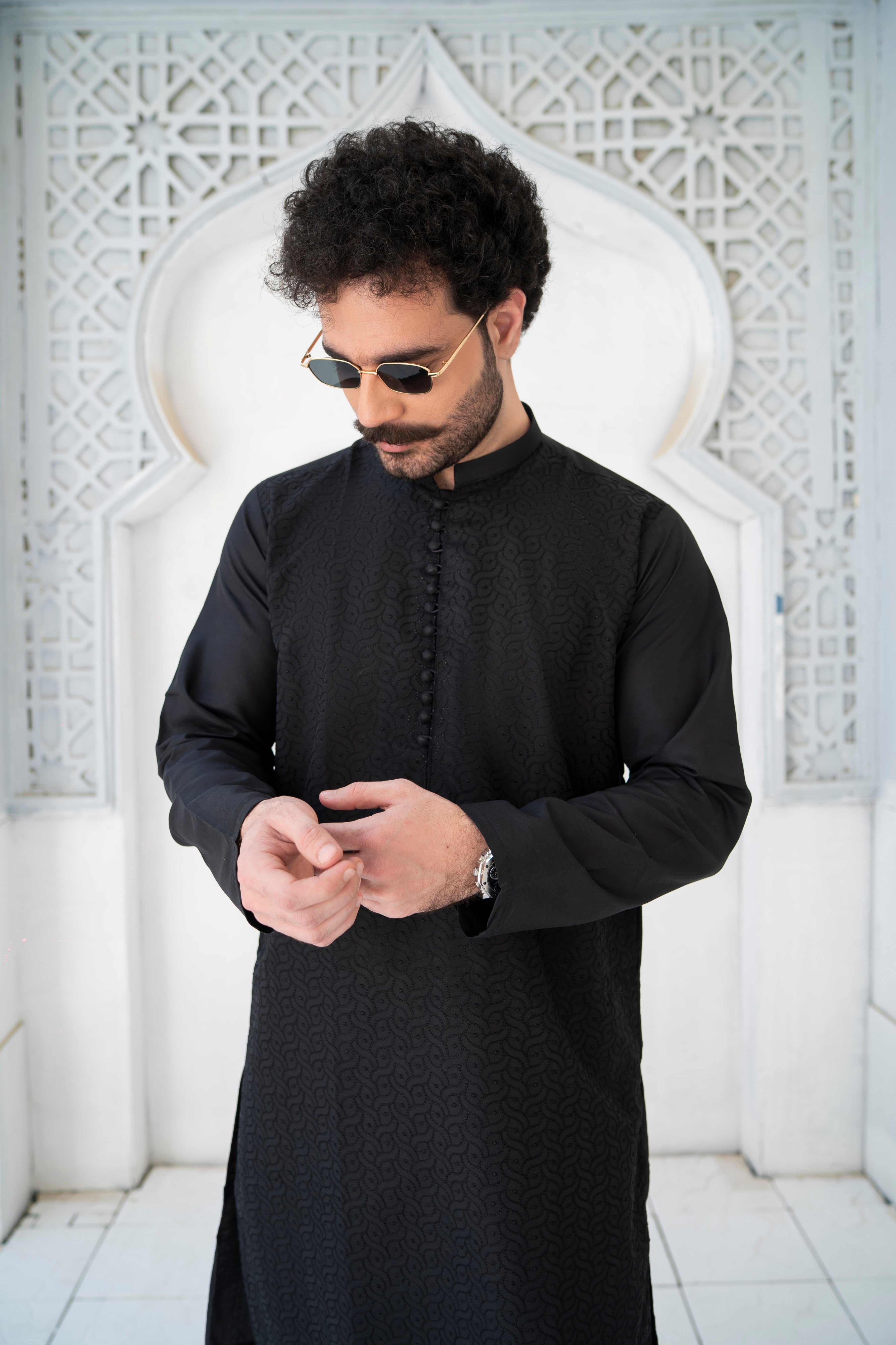 wash & wear Shalwar Kameez in Black by Dress Club