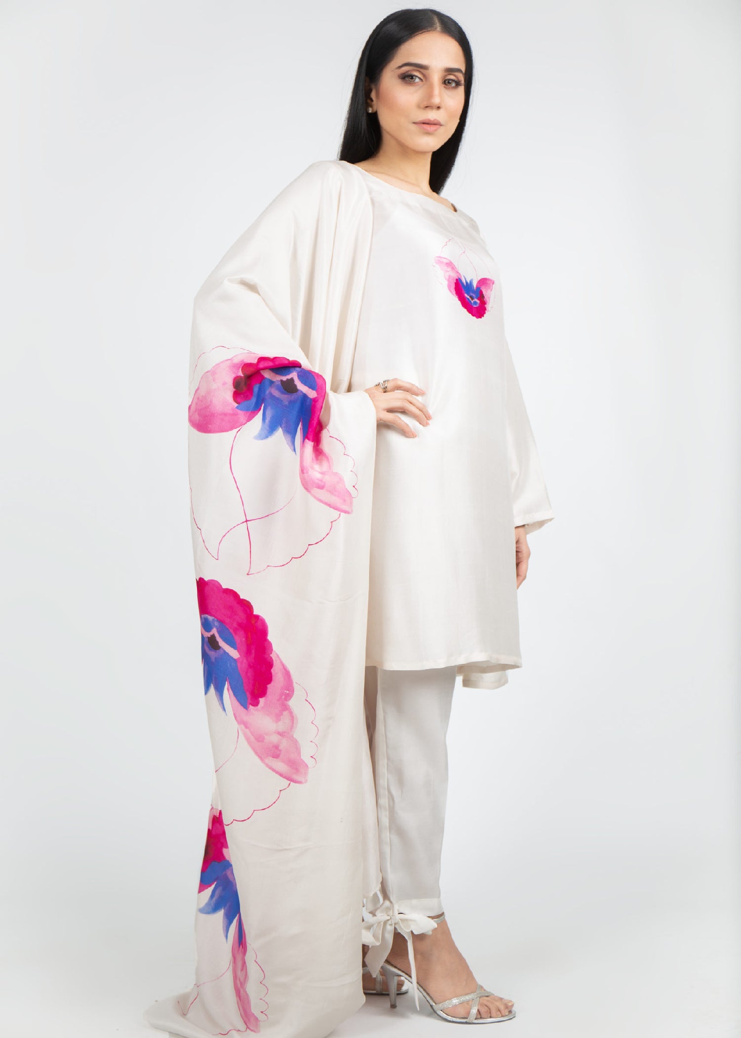 silk Short Frock in White