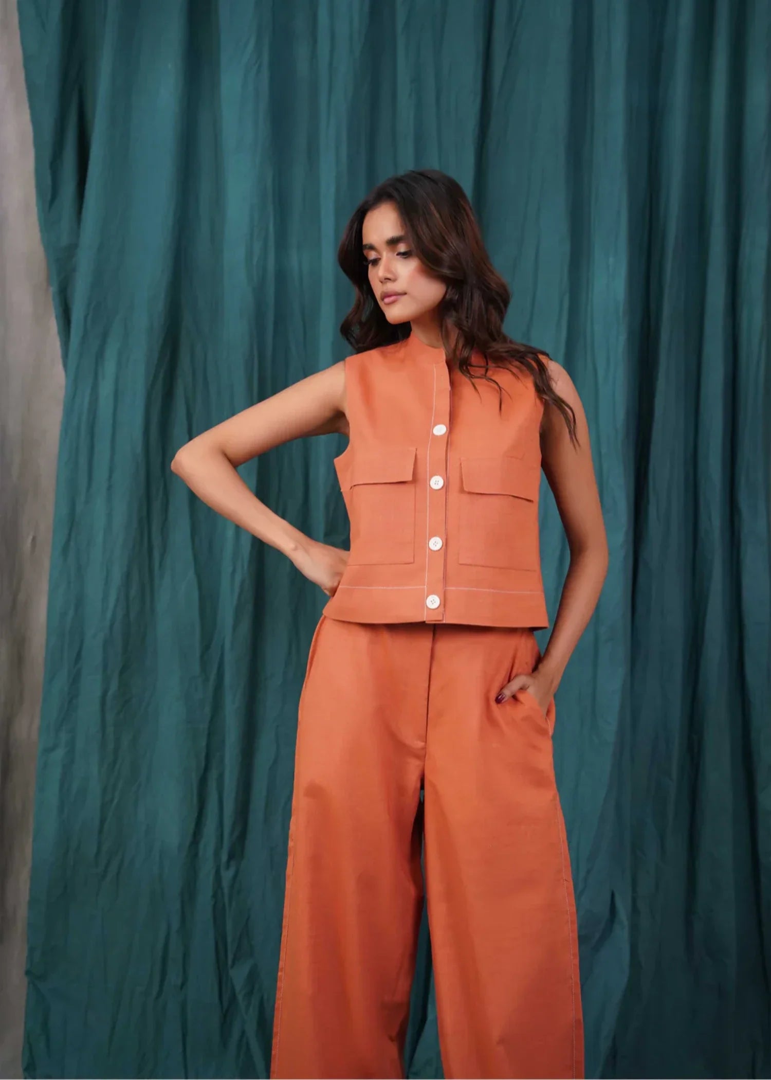 cotton Top in Coral orange