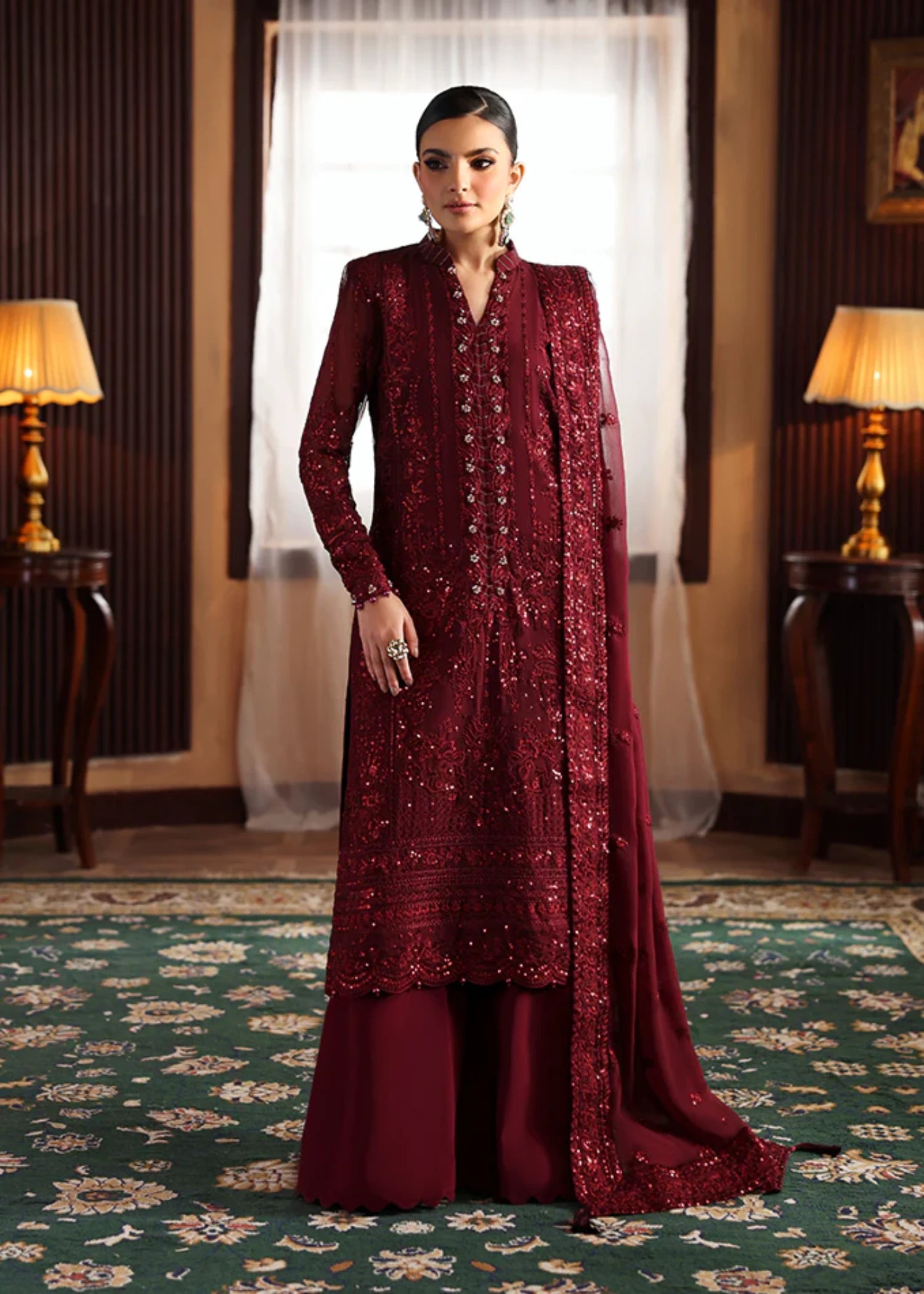 chiffon Sharara in Blood red