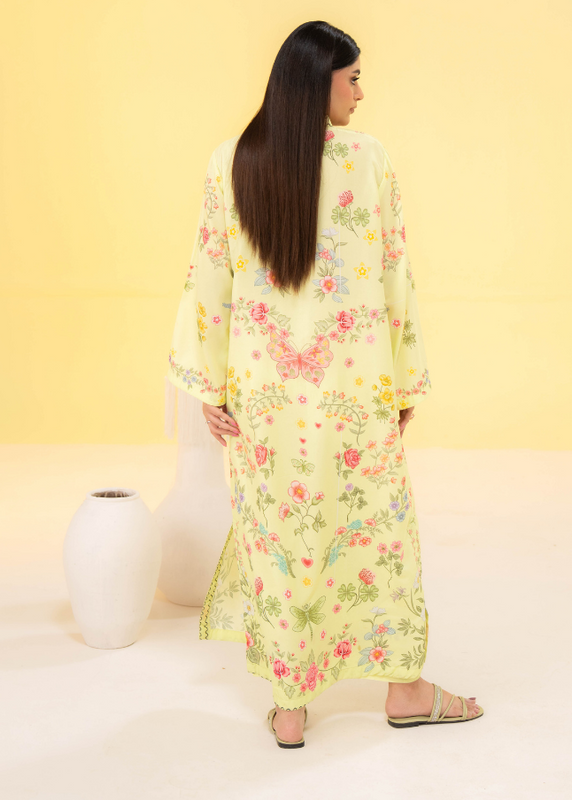 poly lawn Kaftan in Lemon