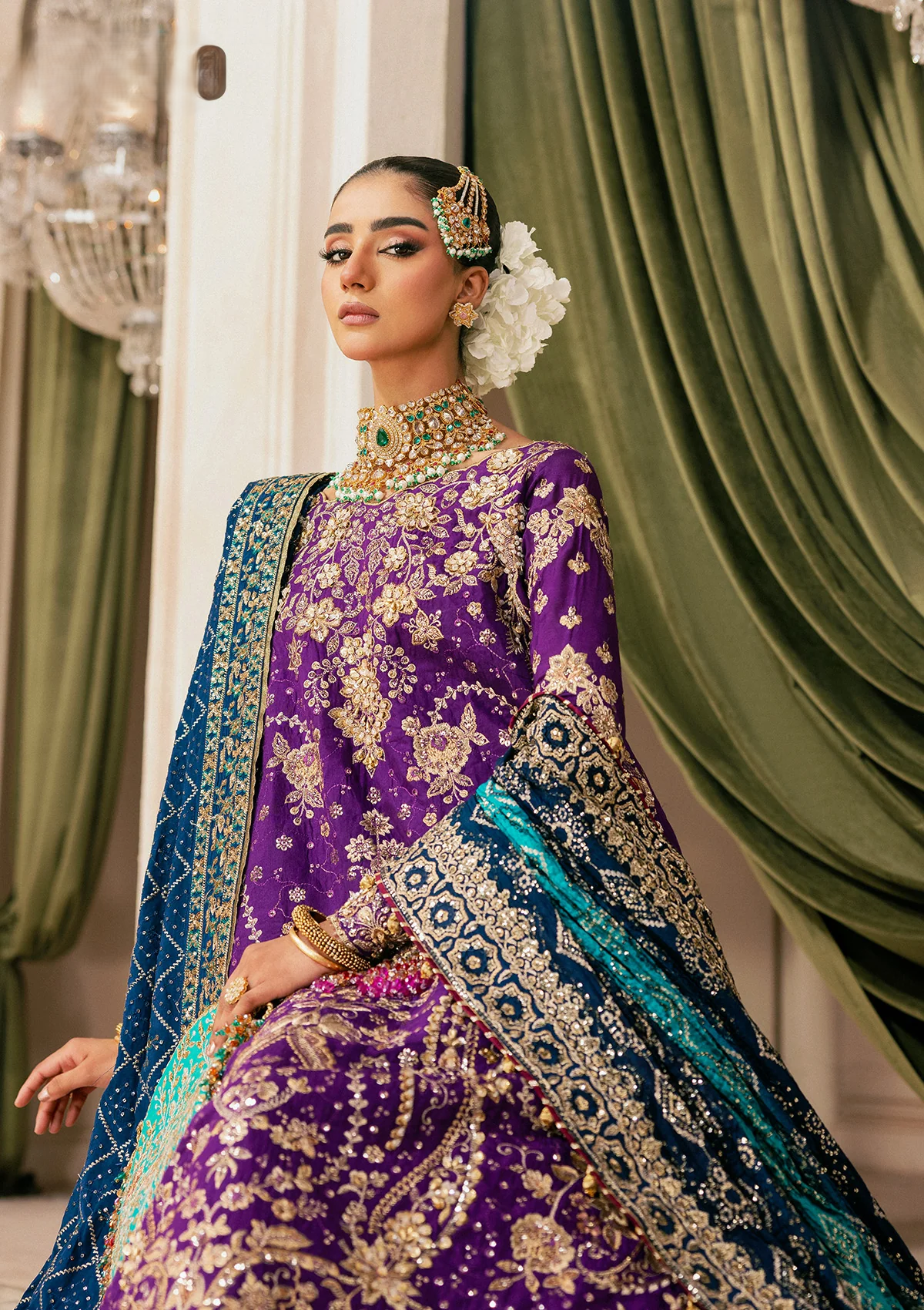 medium silk Gharara in Purple heart