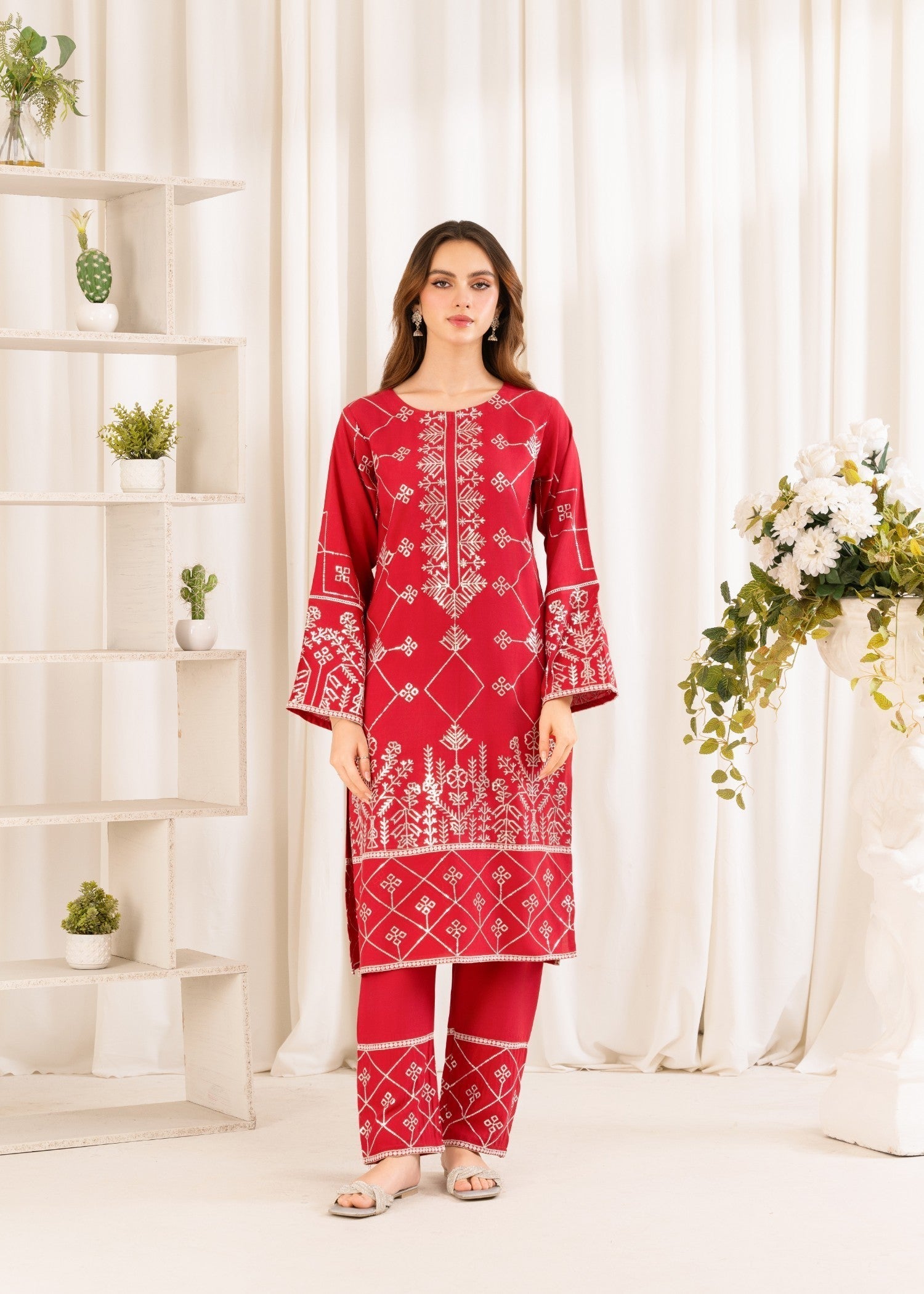 cotton viscose Co Ord Sets in Red