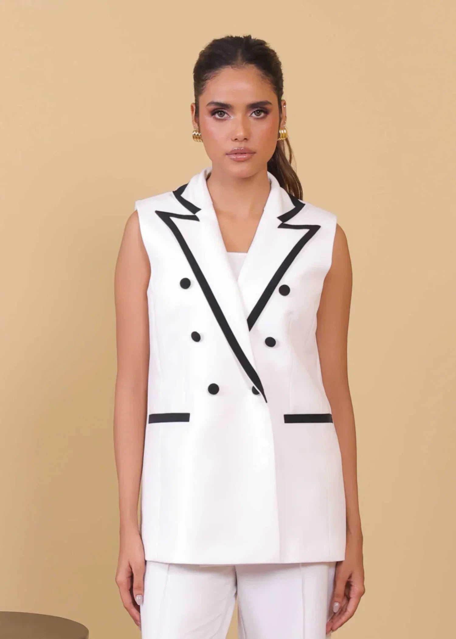 polyester Blazer in White