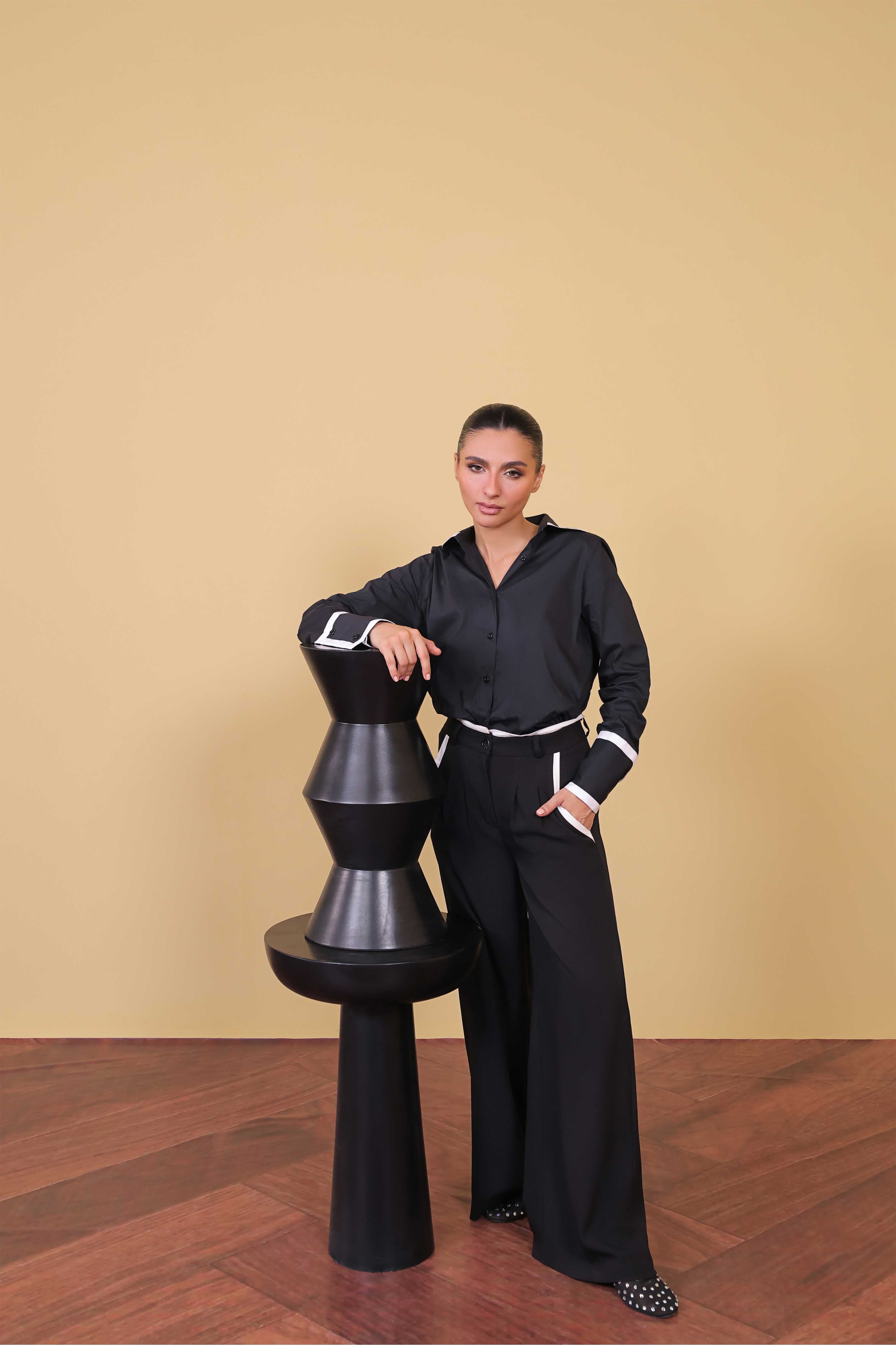 polyester nylon Pants in Black