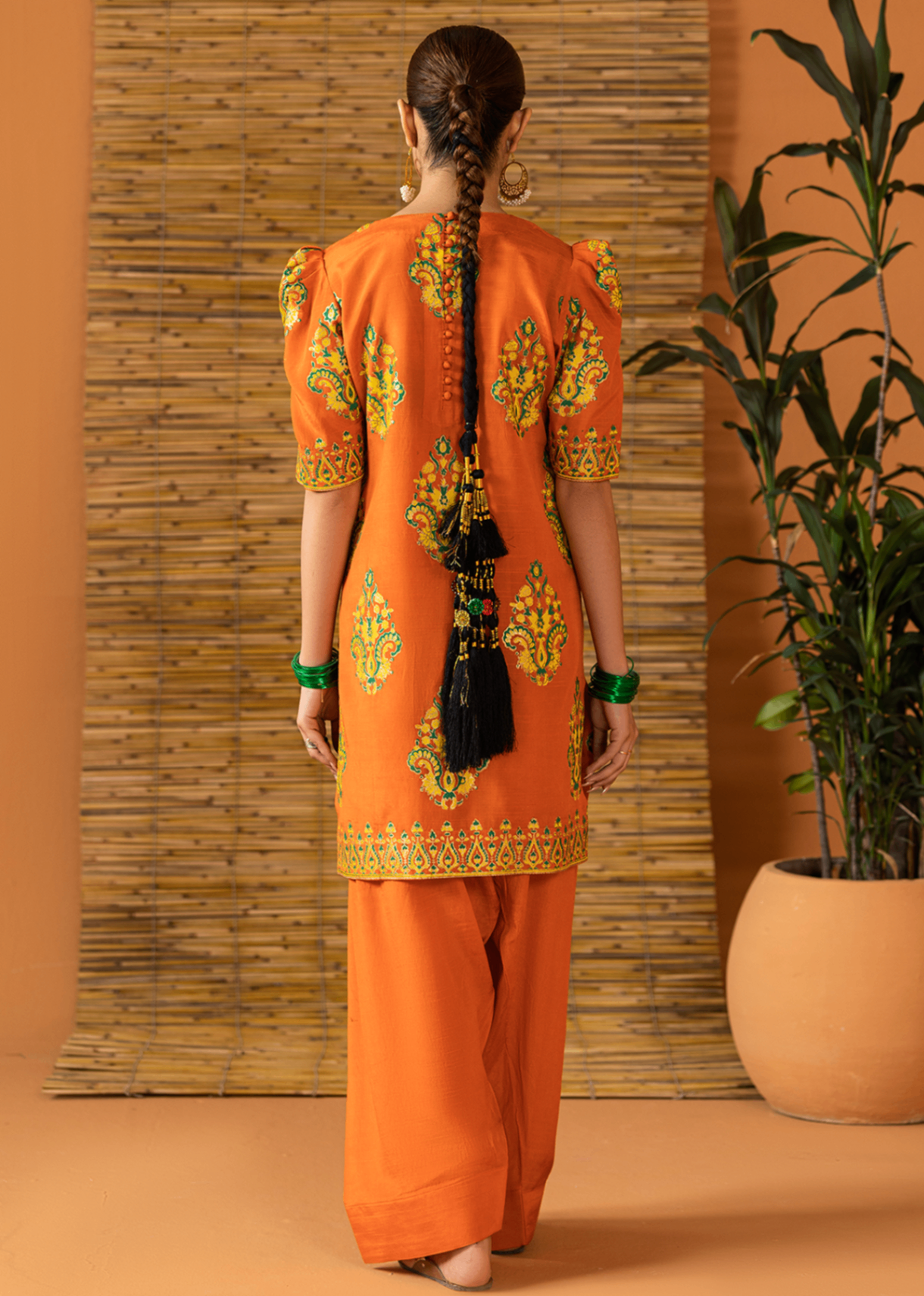 raw silk Unstitched in Tangerine