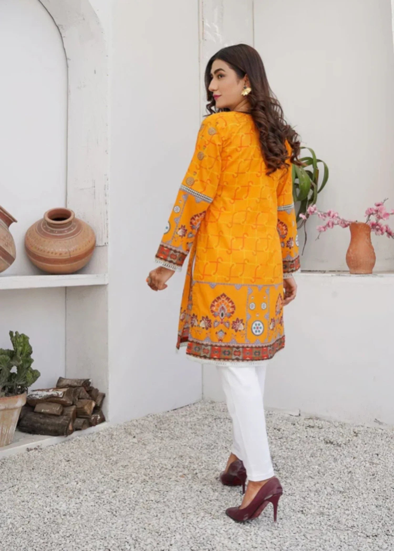 lawn Unstitched in Yellow-orange