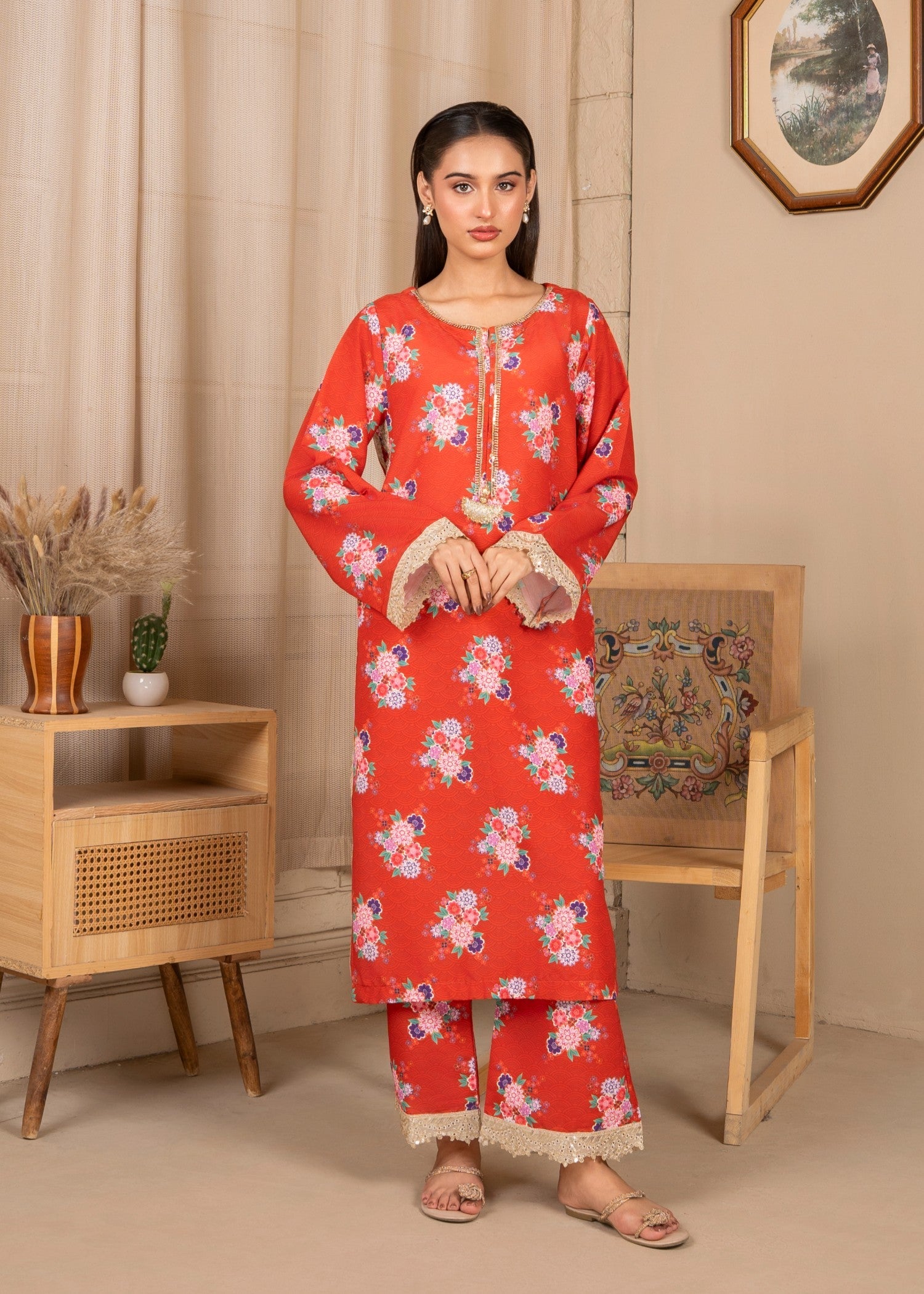 cambric cotton Co Ord Sets in Rust red