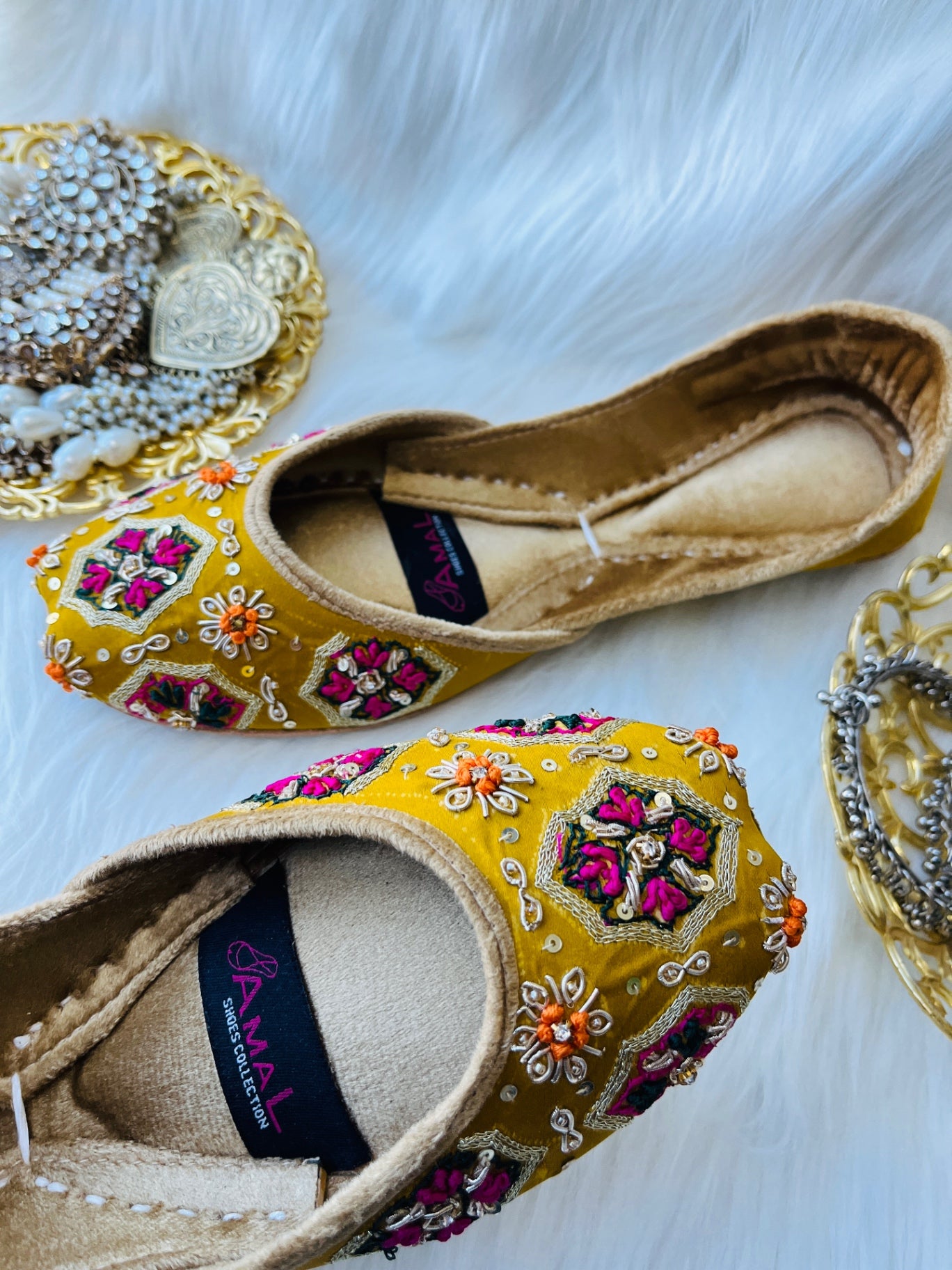 Khussa in Mustard by - High Quality Women Khussa EII2273
