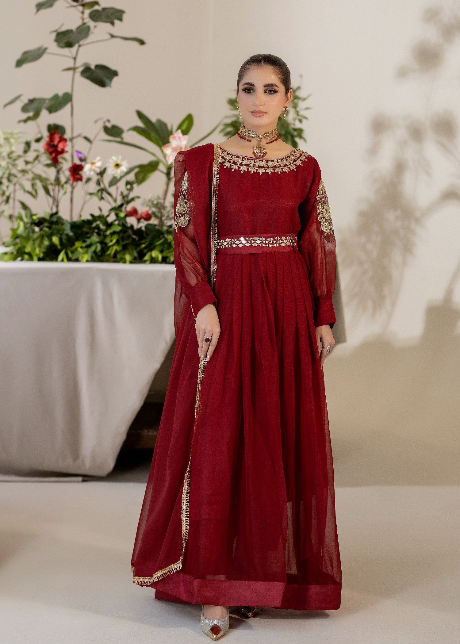 chiffon Maxi in Maroon