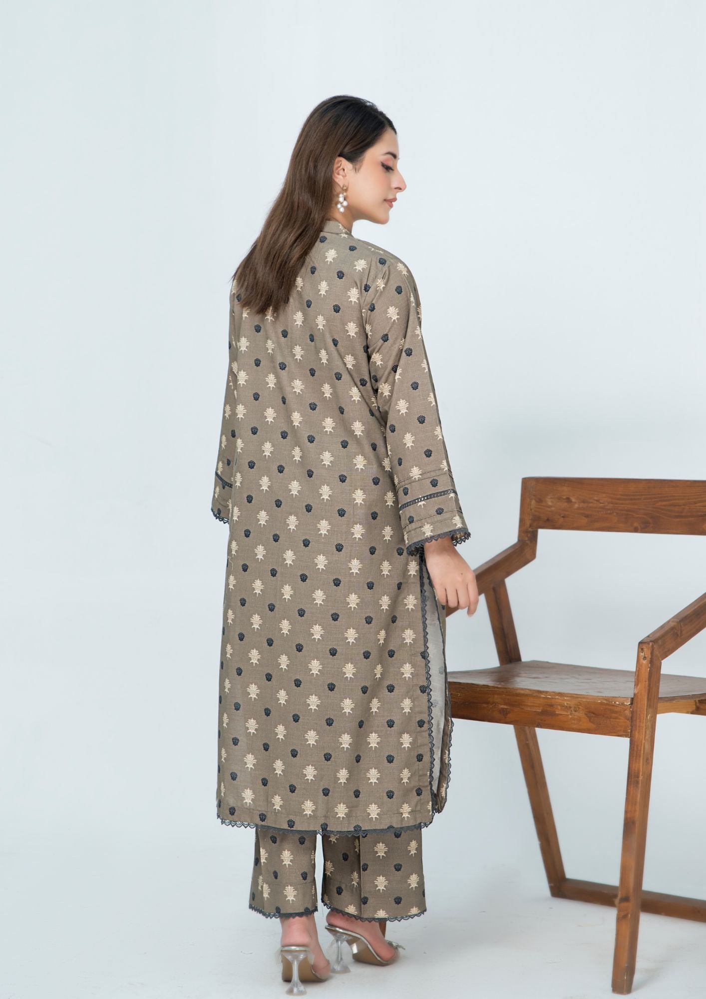 khaddar Co Ord Sets in Dark grey