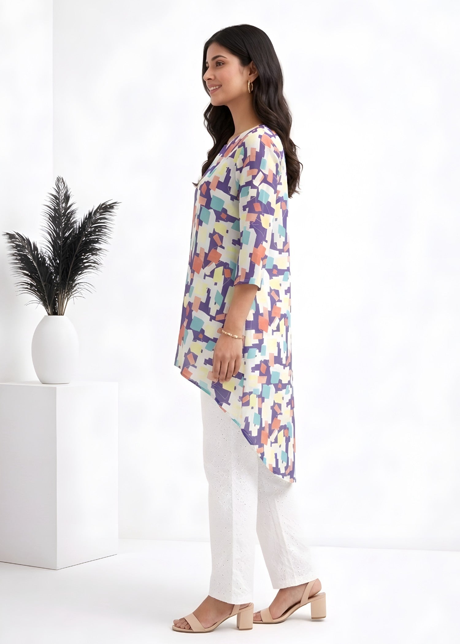 lawn cotton Tunic in Light blue