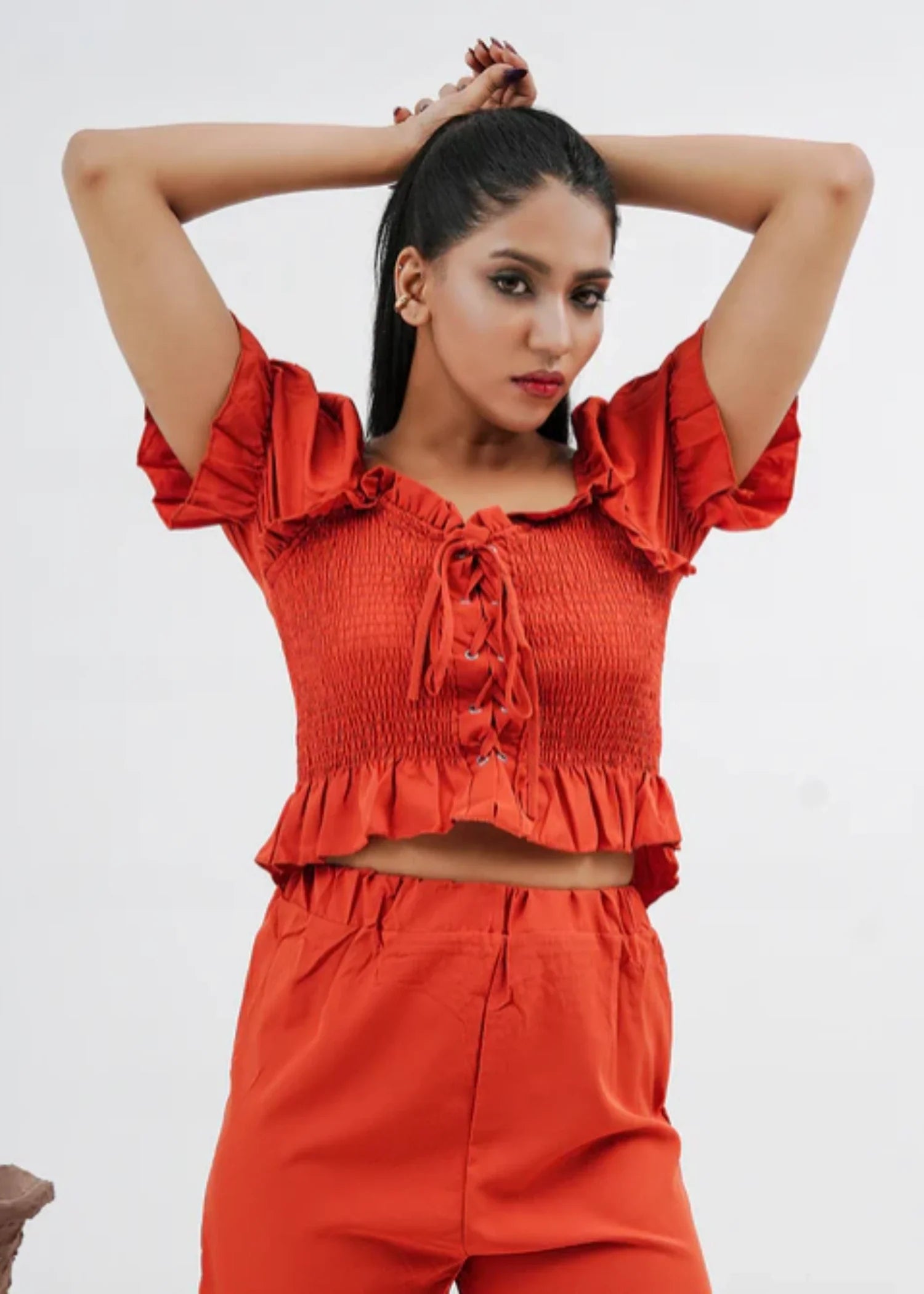 chiffon Co Ord Sets in Rust orange
