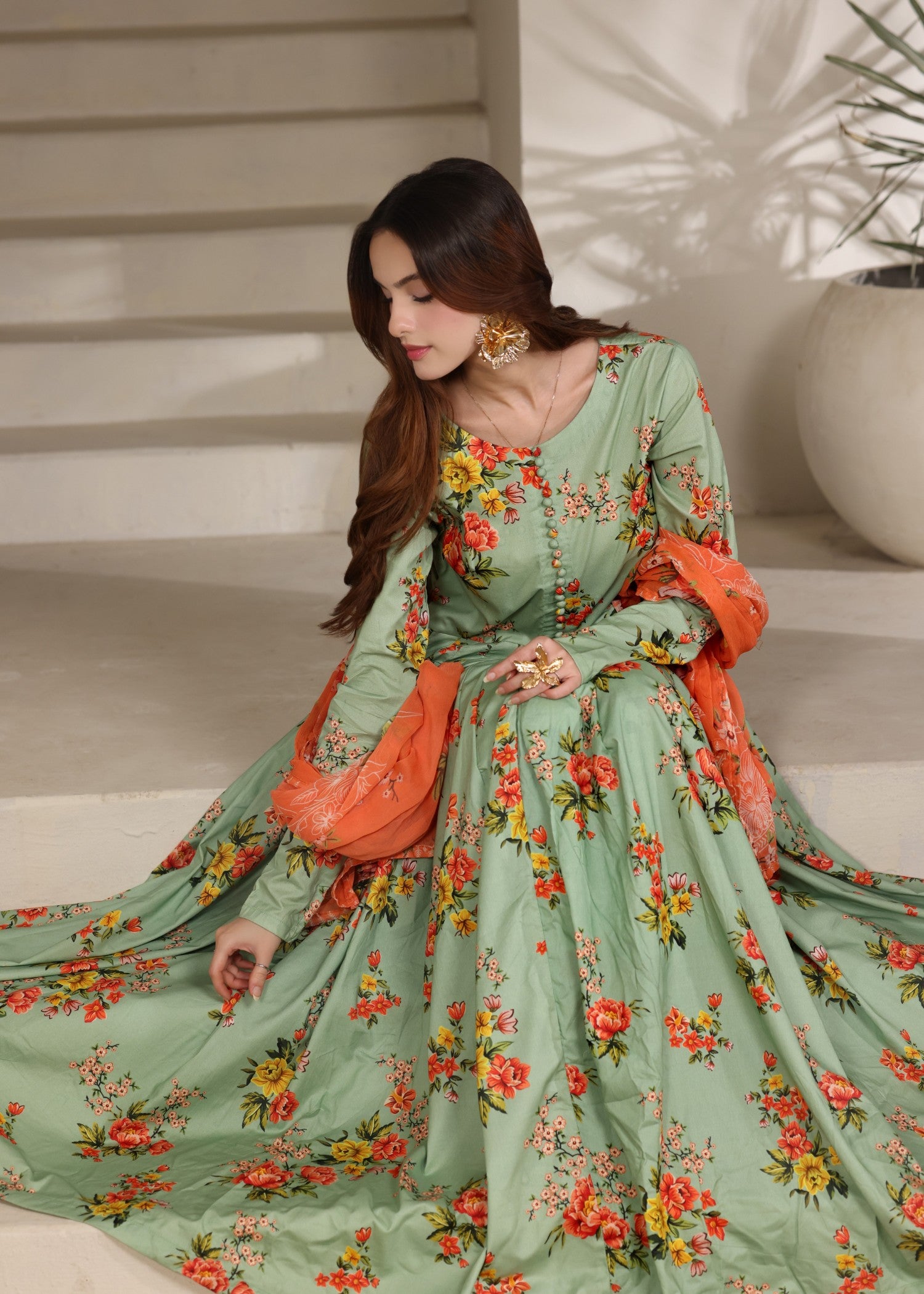 lawn Maxi in Emerald green