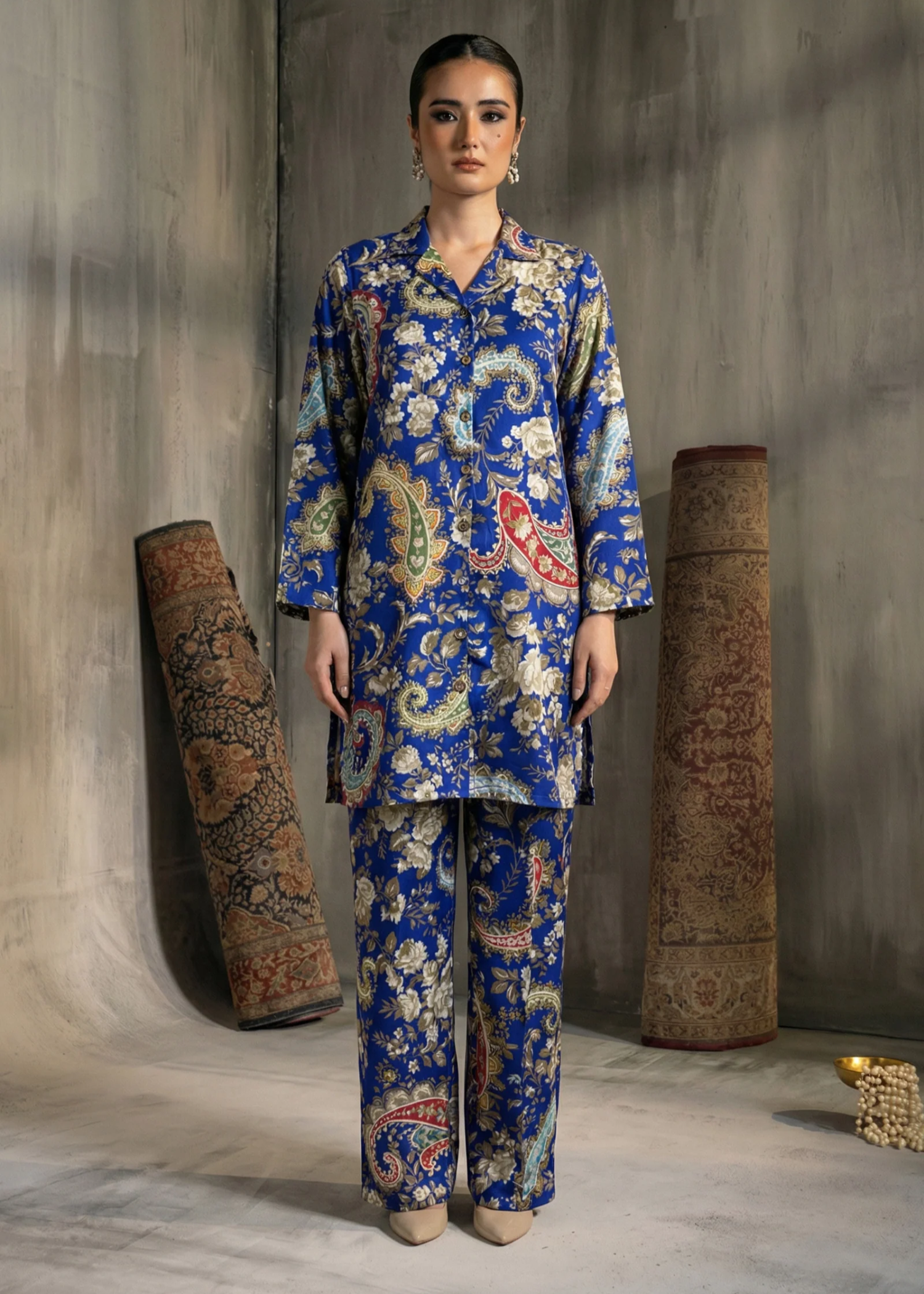 crepe Co Ord Sets in Royal blue