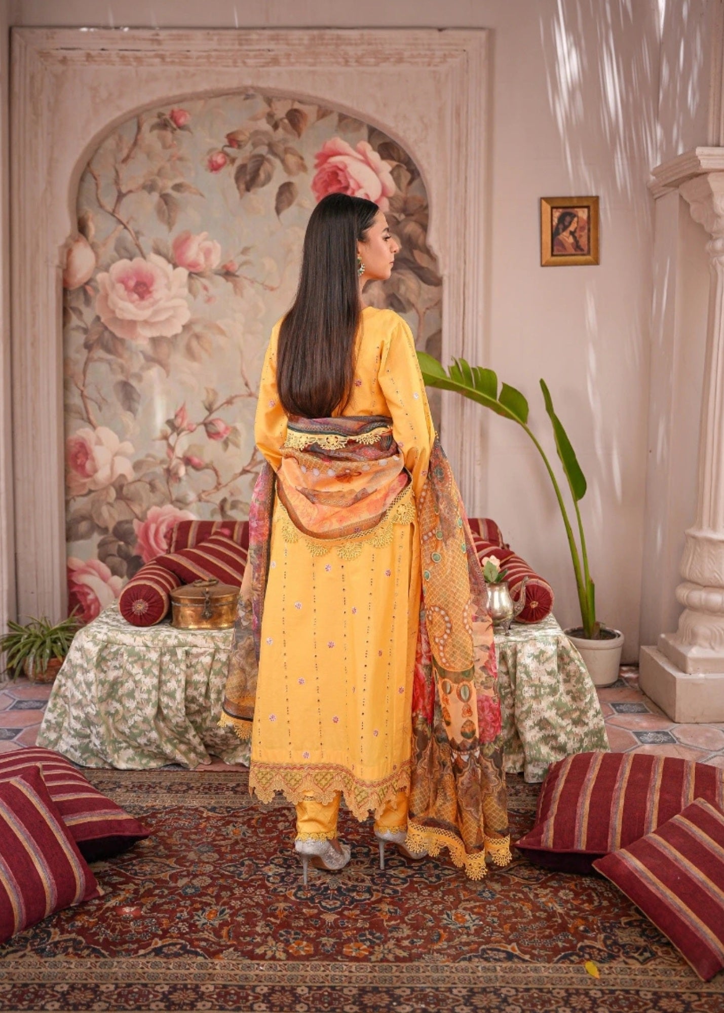 lawn Kurta Set in Mari gold