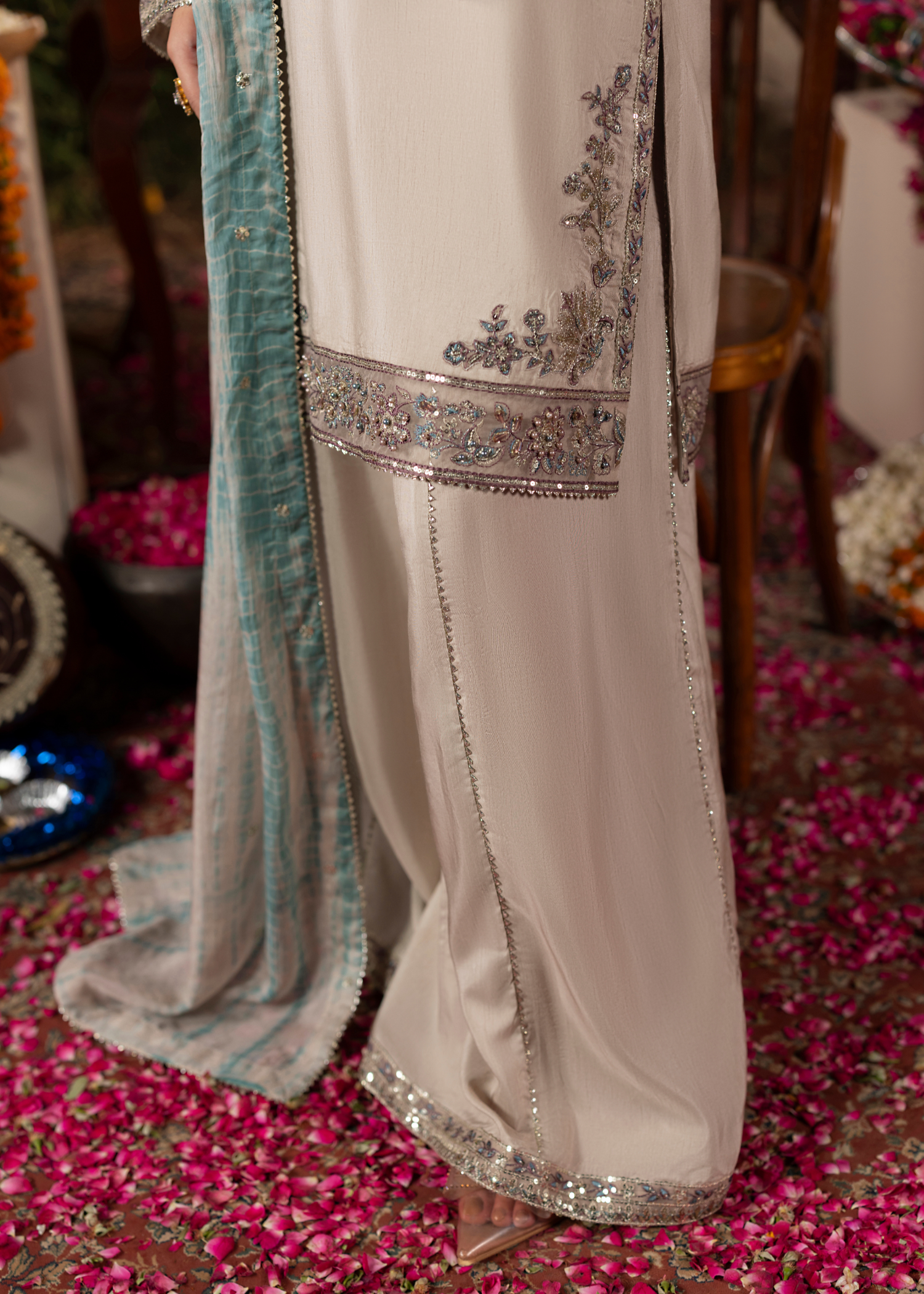 raw silk Kurta Set in Grey